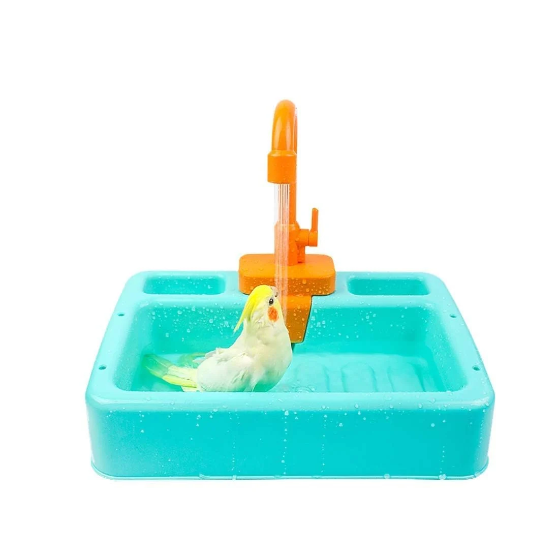 Verified kathson Bird Bathtub - Automatic Parrot Bathing Tub with Faucet for Budgies Cockatiels Lovebirds Outstanding