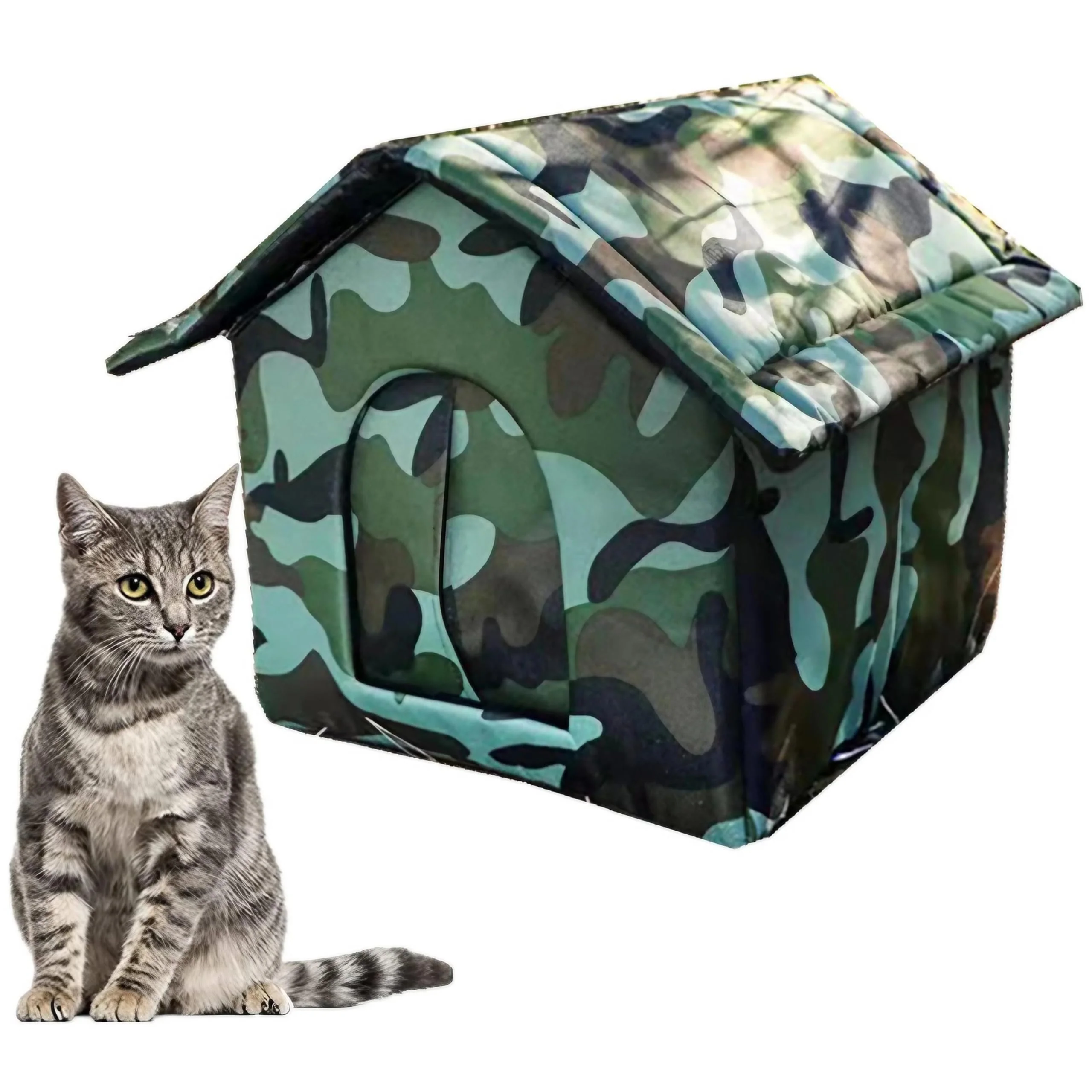 Classic CHRIS GOOD Feral Cat House Camo Medium — Outdoor Weatherproof Shelter for Stray Cats Safe