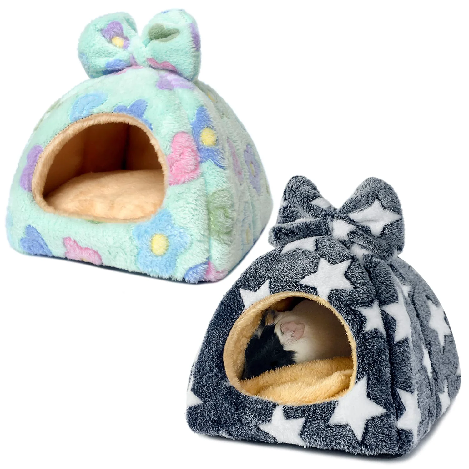 Sustainable Tierecare Guinea Pig Hideout 2 Pack — Warm Cozy Small Pet Bed Hideaway Reliable