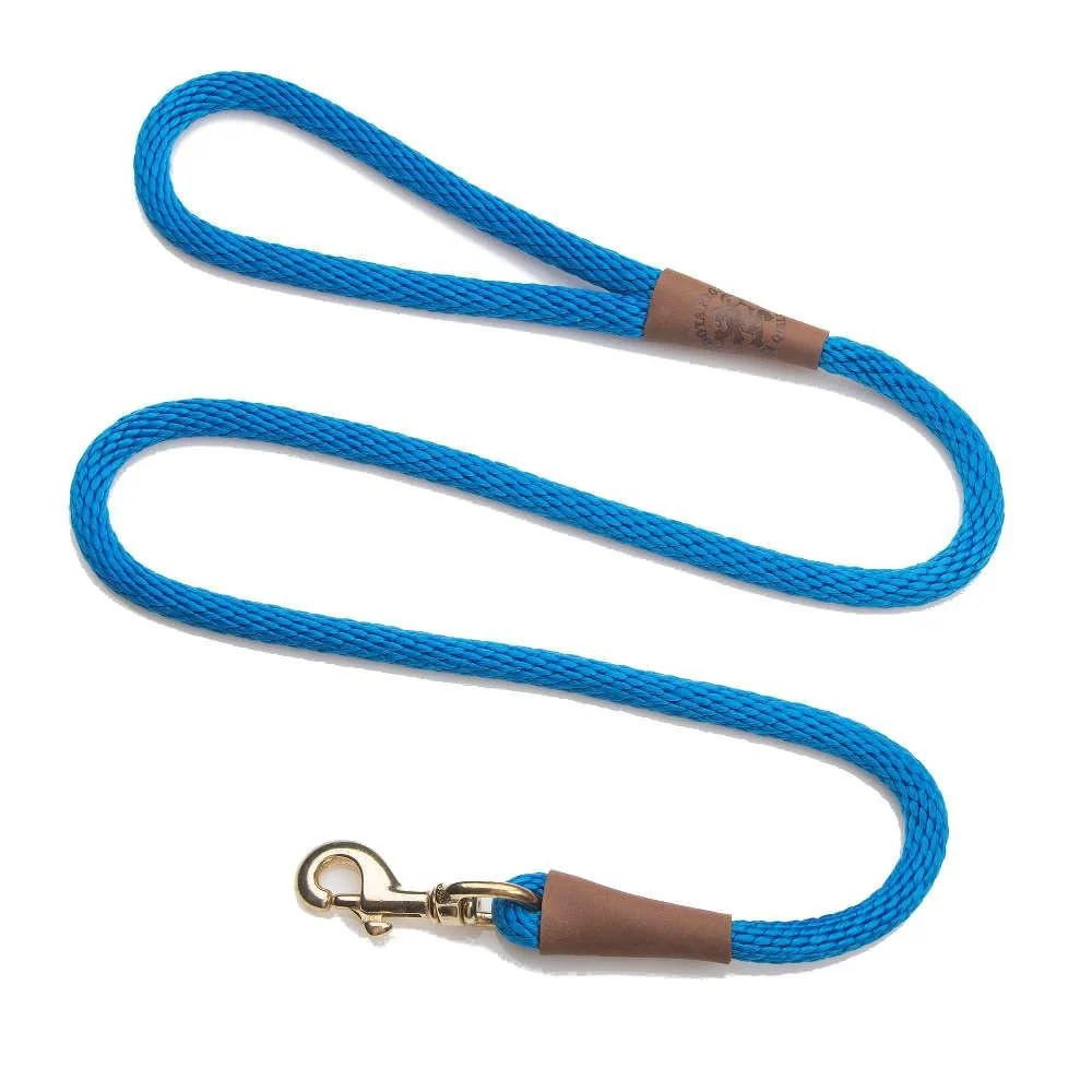 Flexible Mendota Pet Snap Leash – British-Style Braided Lead Made in USA Blue 3 8 in x 6 ft for Small Medium Breeds Secure