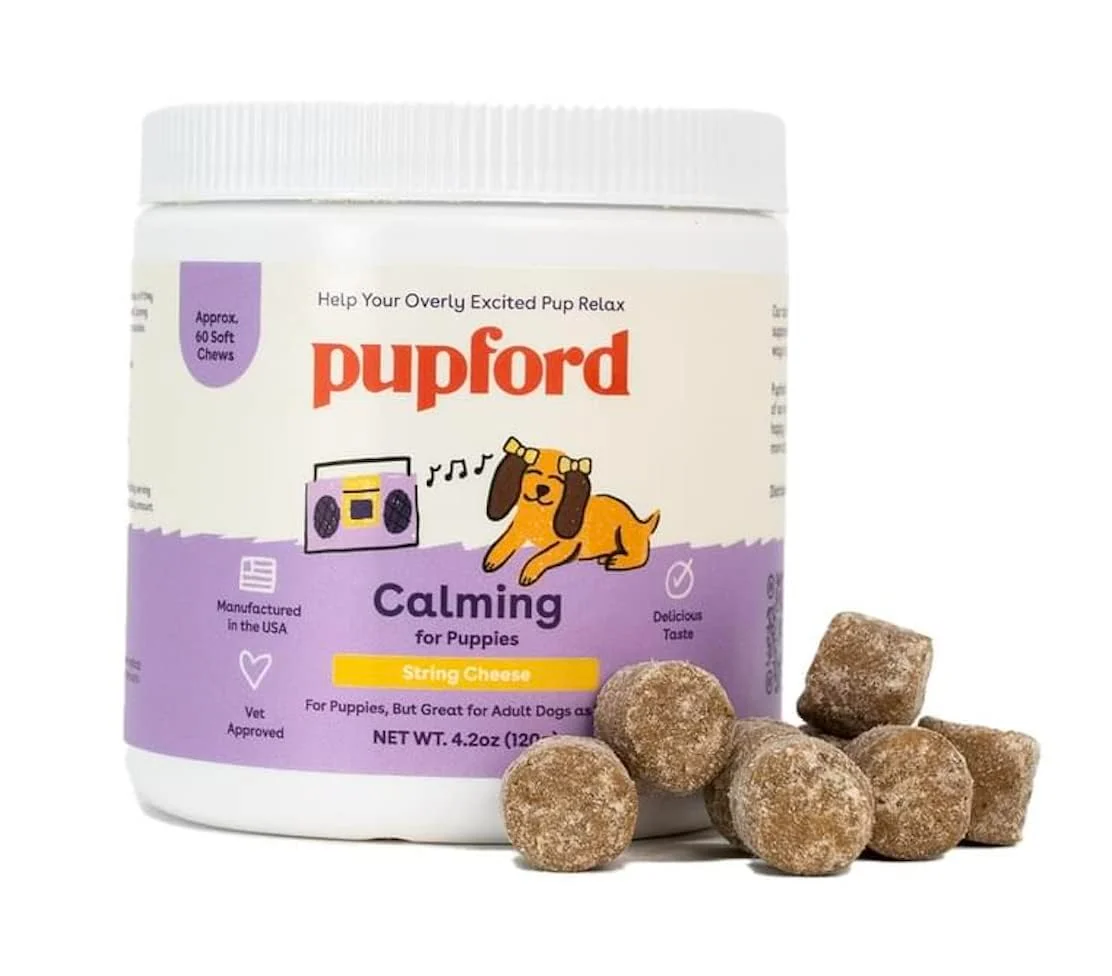 Elegant Pupford Calm Dog Supplement - Natural Calming Chews Melatonin- with String Cheese Flavor Original