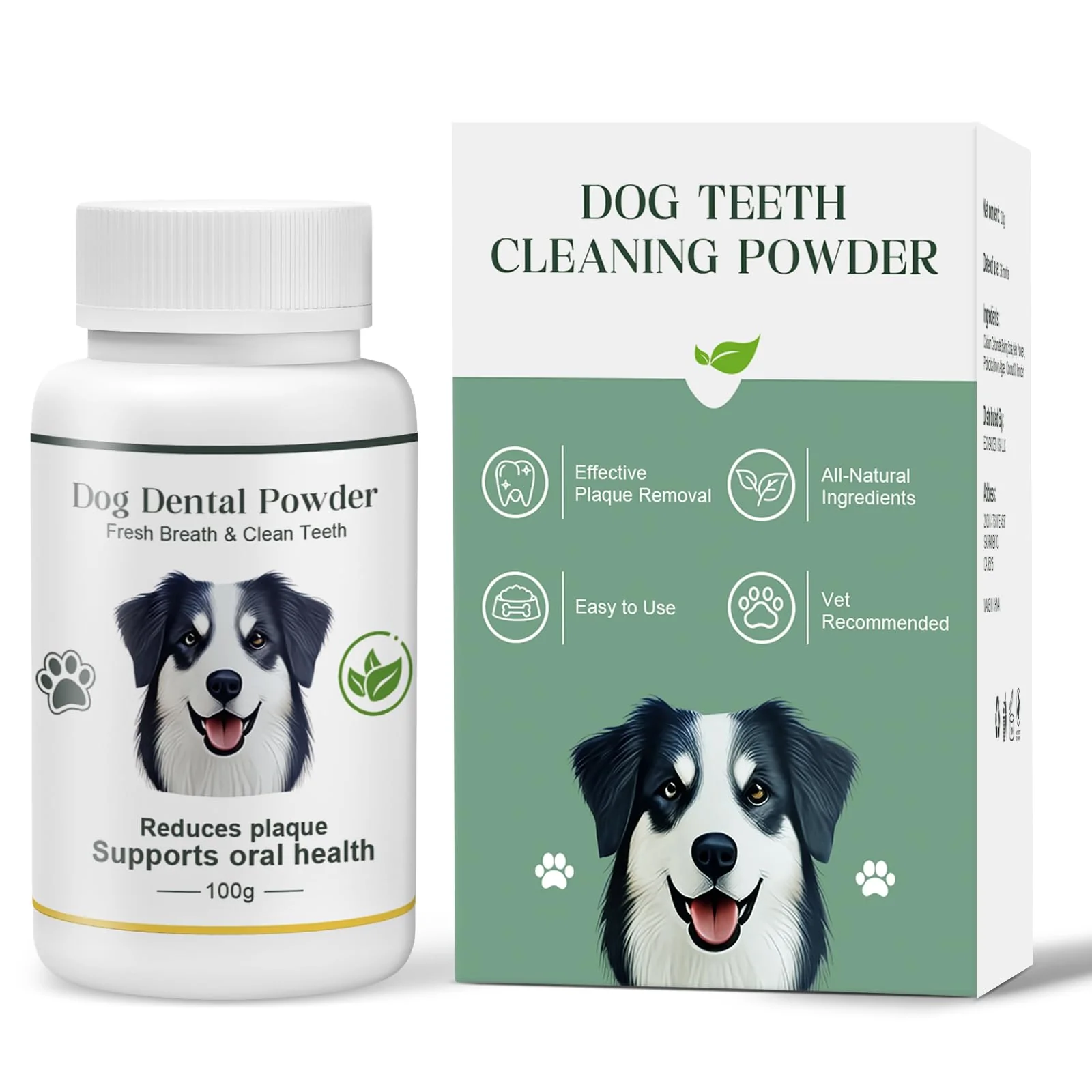 Fast ELEVTC Dog Dental Cleaning Powder 100g – Unflavored Fresh Breath Easy Oral Care Easy-to-Use