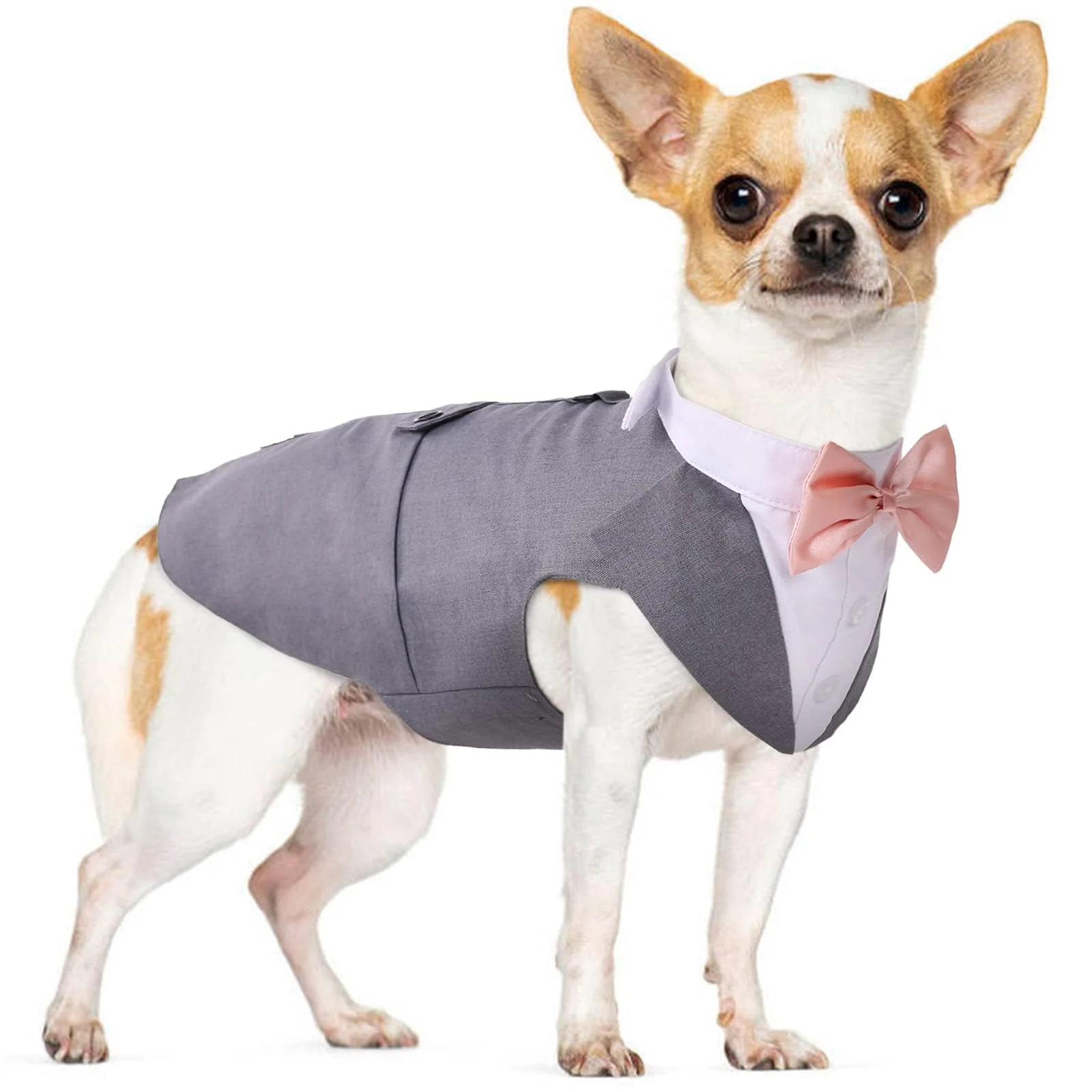 Dependable PUMYPOREITY Small Dog Bowtie Tuxedo Set – 2-Piece Vest Bow Tie Adjustable Soft Cotton Green