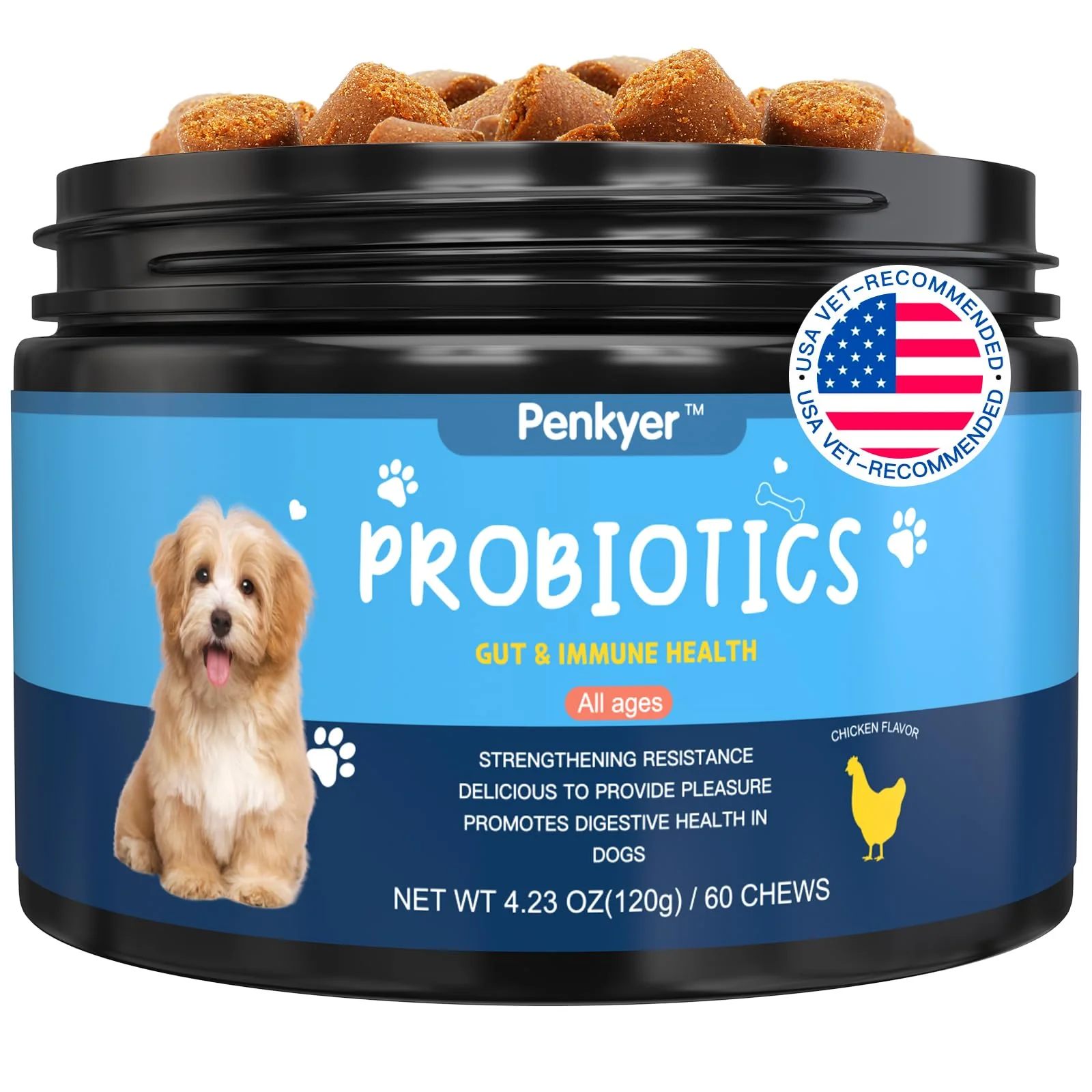 Safe Penkyer Probiotics for Dogs 60 Ct – Digestive Immune Support Traditional