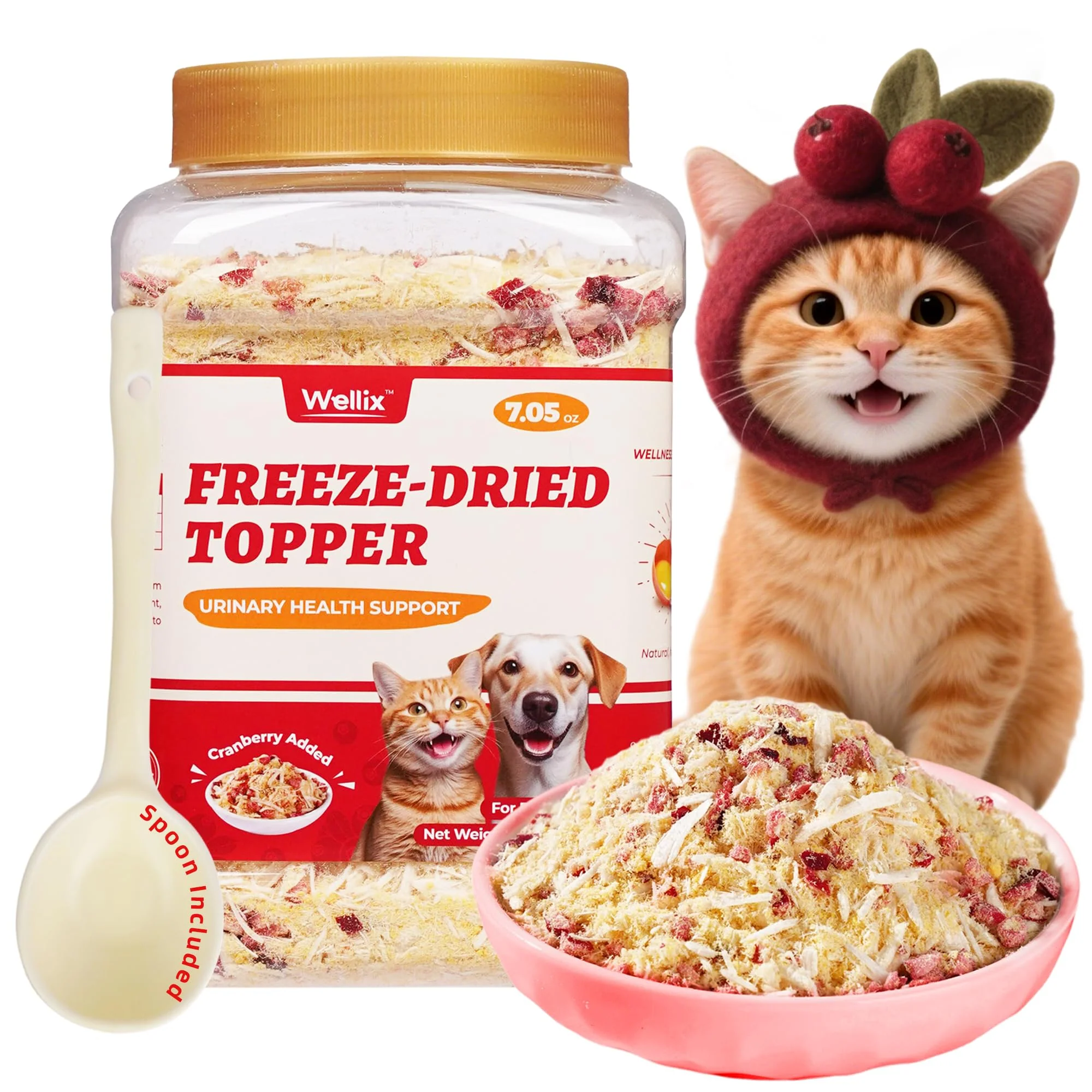 Superior Wellix Cranberry Treats Topper — ze-Dried Egg Yolk Chicken for Urinary Health Stylish