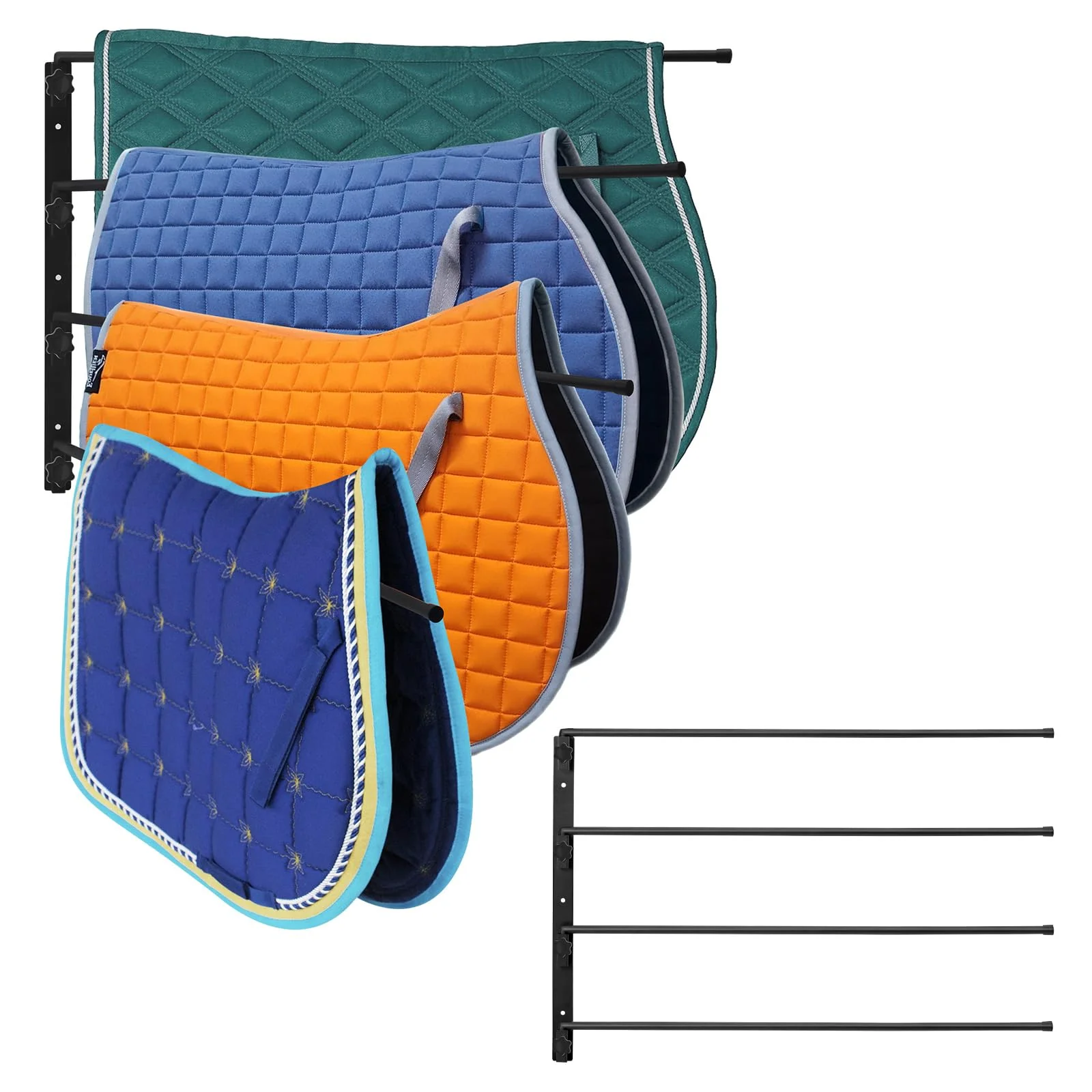 Convenient badashun Saddle Pad Rack 4 Bar Wall Mount – 180° Rotating English Saddle Pad Holder Clean