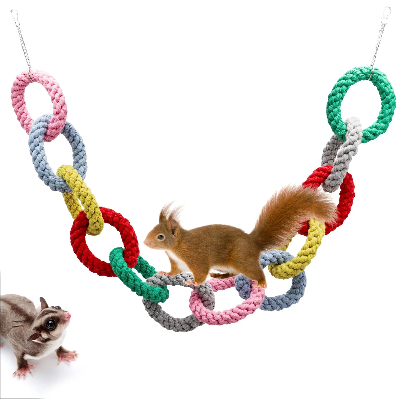 Luxury MinrzPet Sugar Glider Toys Hanging Cotton Rope Ring Climbing Toy Reusable
