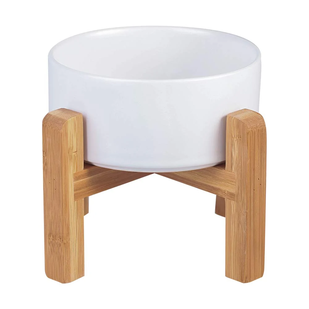 Superior LIONWEI LIONWELI Ceramic d Cat Bowl with Wood Stand – No Spill Feeder Modern