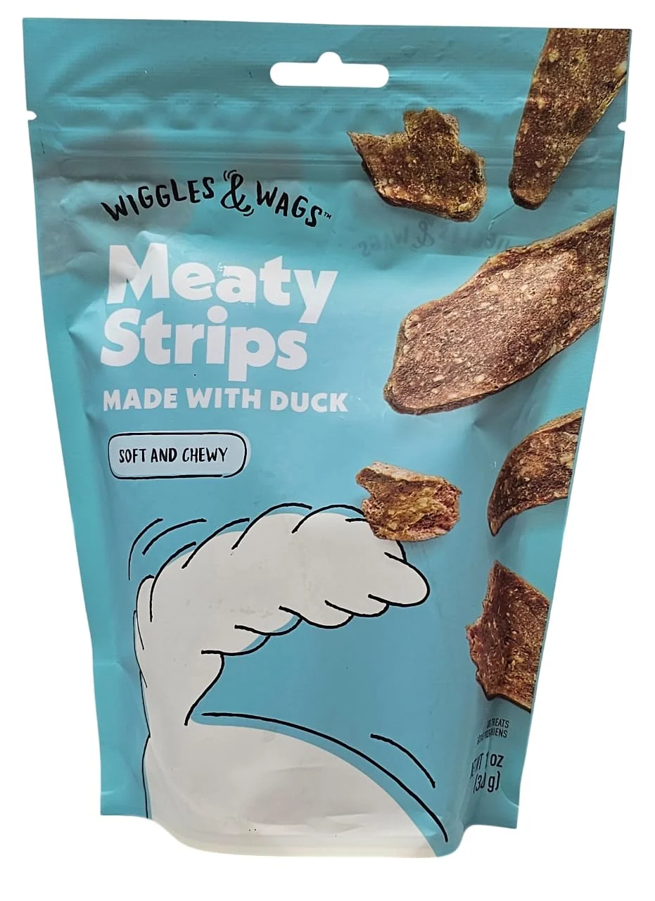 Elegant Wiggles Wags Duck Soft Chewy Meaty Strips Dog Treats - 12 oz Easy-to-Use