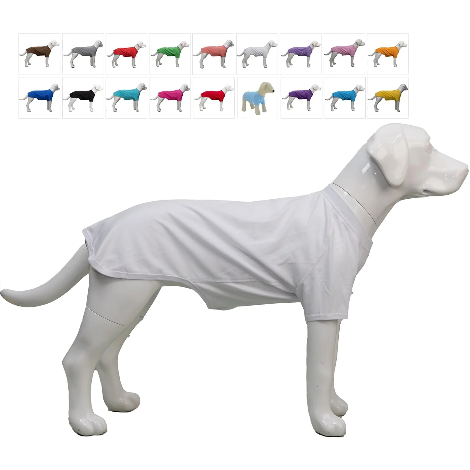 World-Class Lovelonglong Pet Clothing Basic Blank T‑Shirt for Large Dogs – White XXXXL Solid
