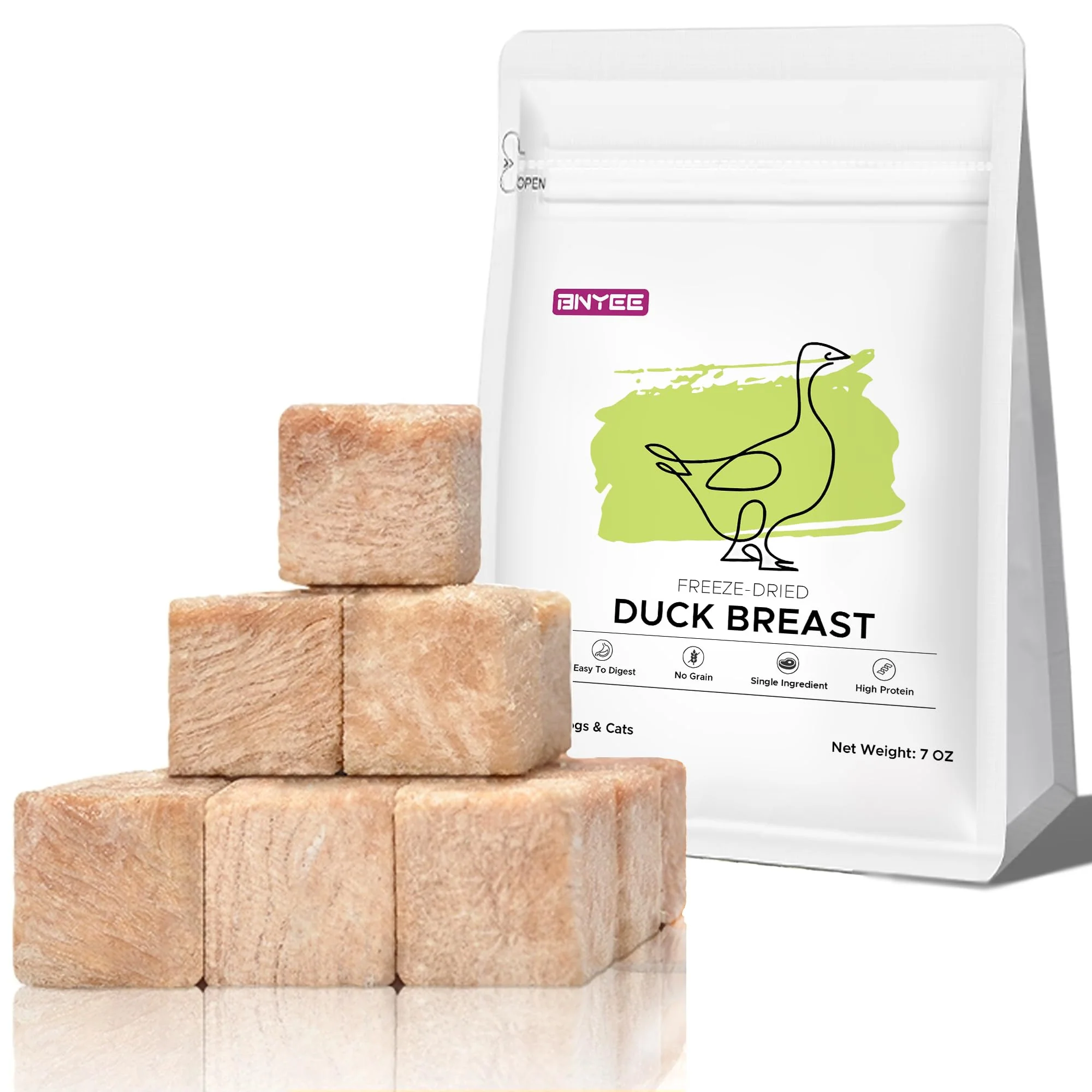 Durable BNYEE 7 oz ze-Dried Duck Breast Treats for Dogs Cats Single-Ingredient Raw Pet Food Topper Trusted