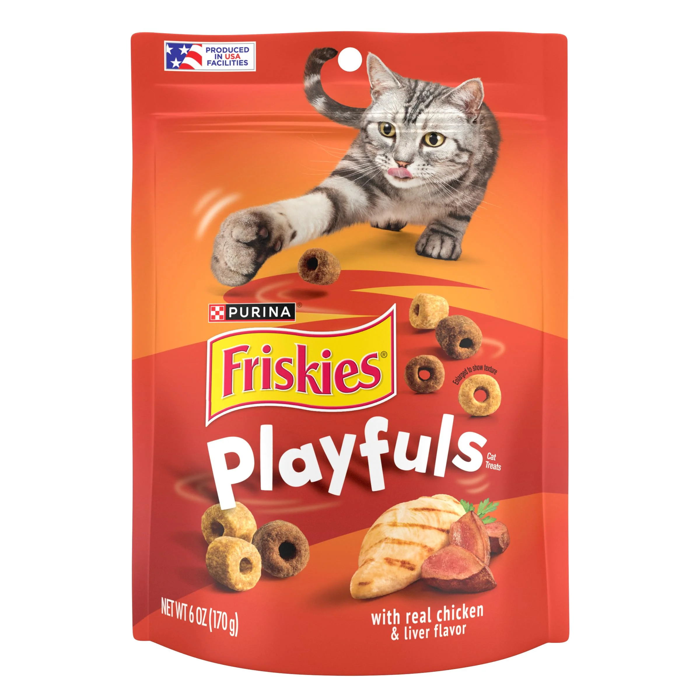 Healthy Friskies Playfuls Chicken Liver Cat Treats - Interactive Crunchy Treats Pack of 6 Trusted