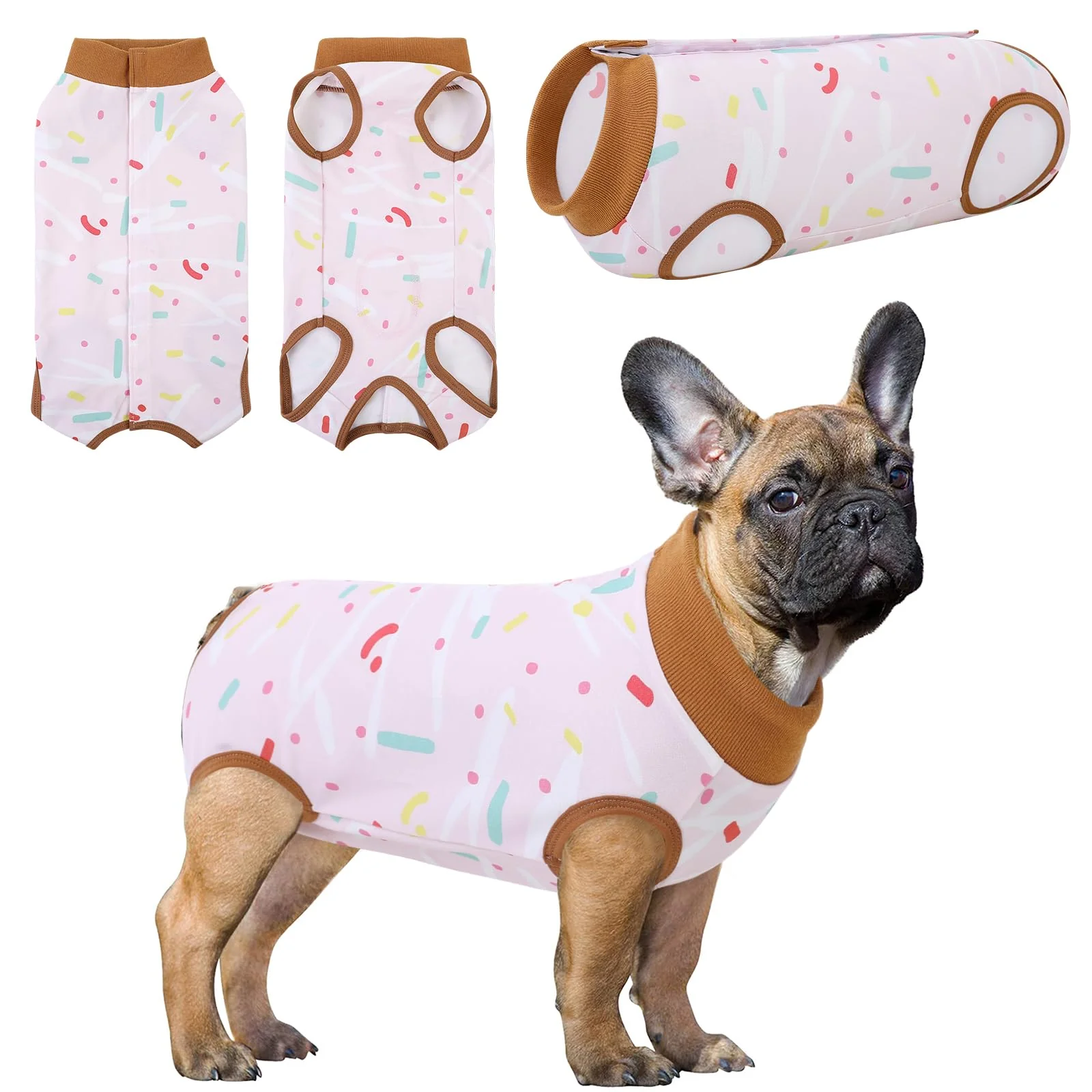 Healthy SAWMONG Recovery Suit for Dogs – Pink Breathable Post-Surgery Bodysuit XS Refined