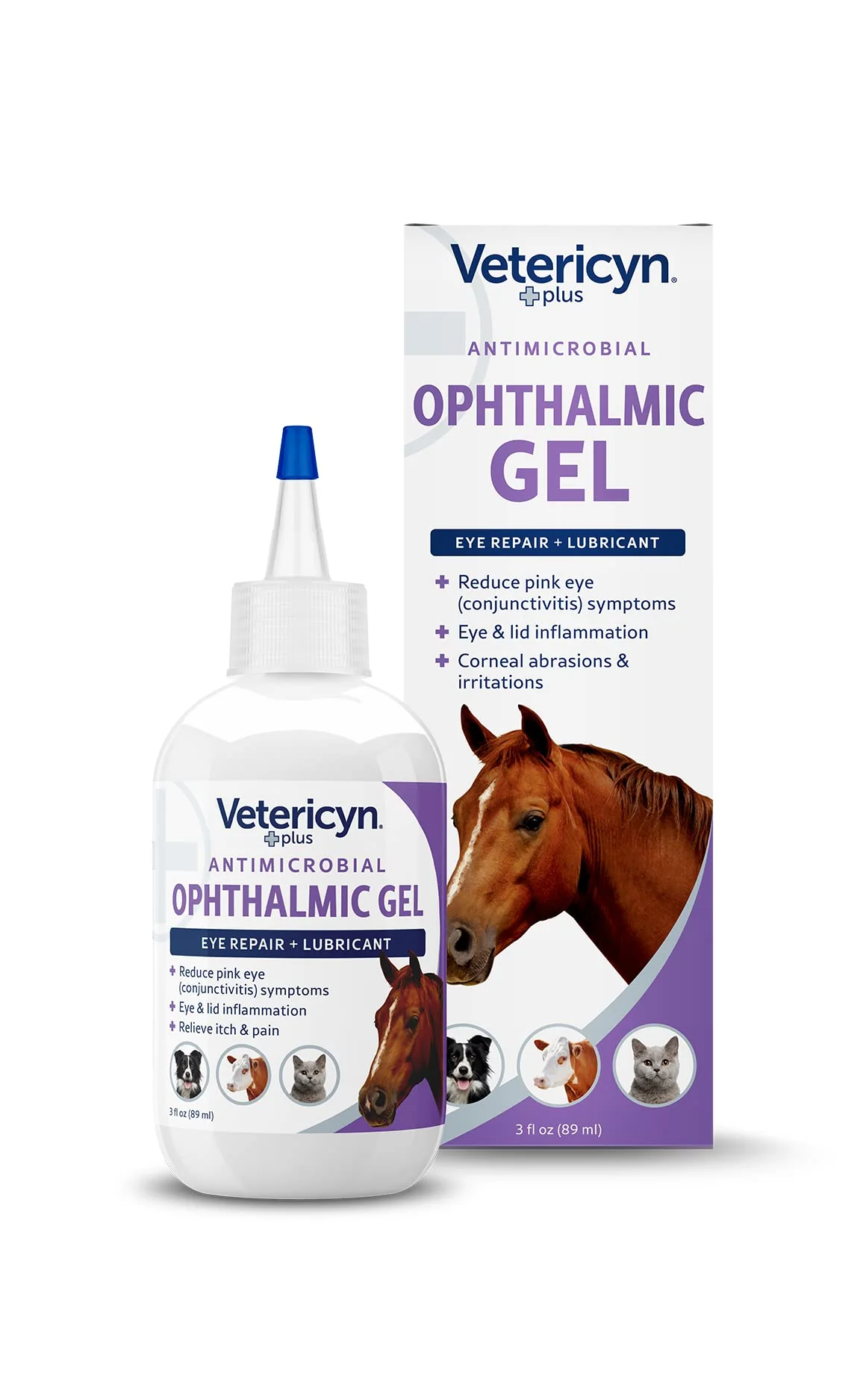 Solid Vetericyn Plus Ophthalmic Eye Gel for Horses All-Animal Eye Care Antibiotic- 3 oz High-Quality