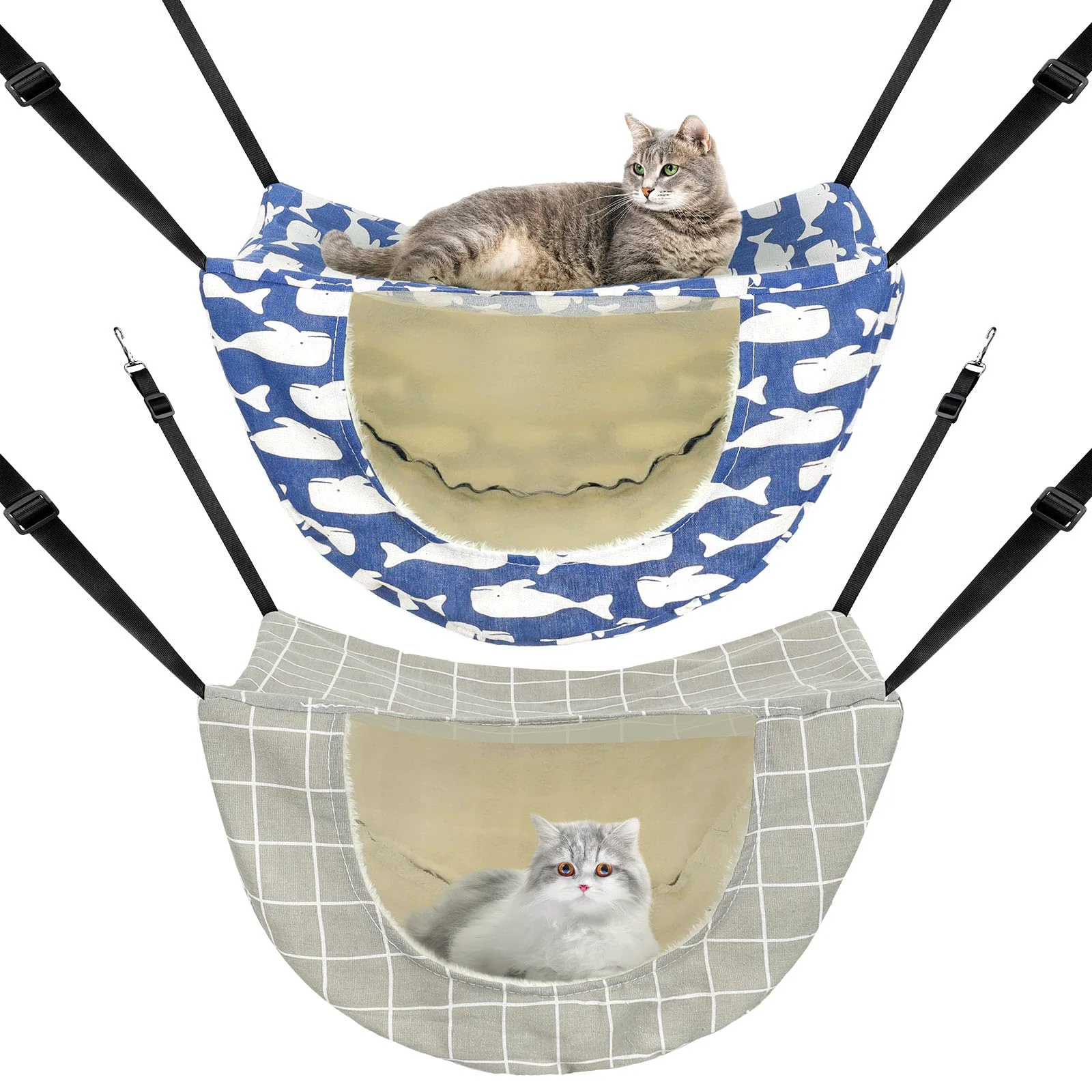 Professional Jetec 2-Piece Cat Cage Hammock — Double Layer Hanging Bed for Two-Level Cages Elegant