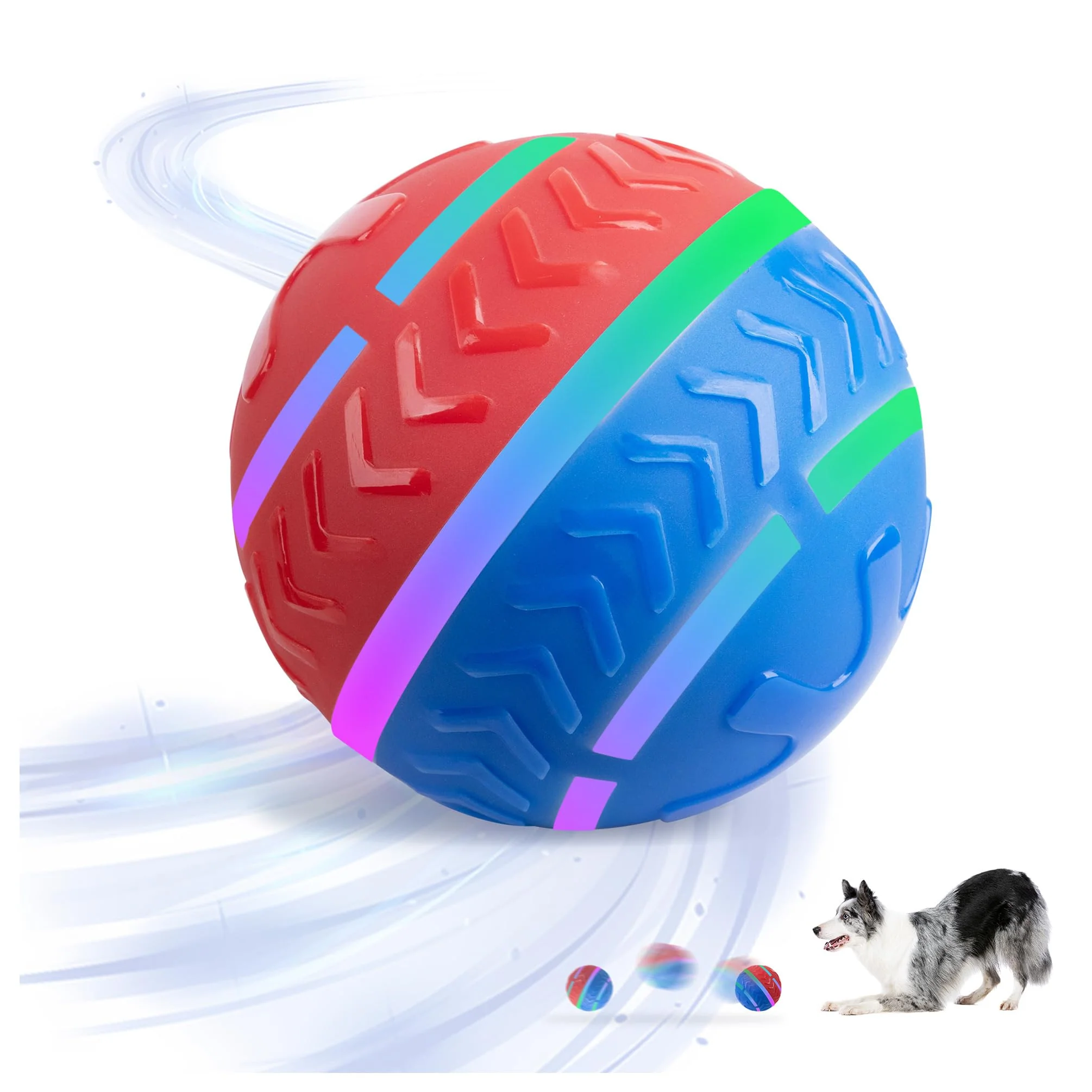 Dependable Pet Prime Interactive Dog Ball Auto-Moving Toy with Lights 2 Modes Natural