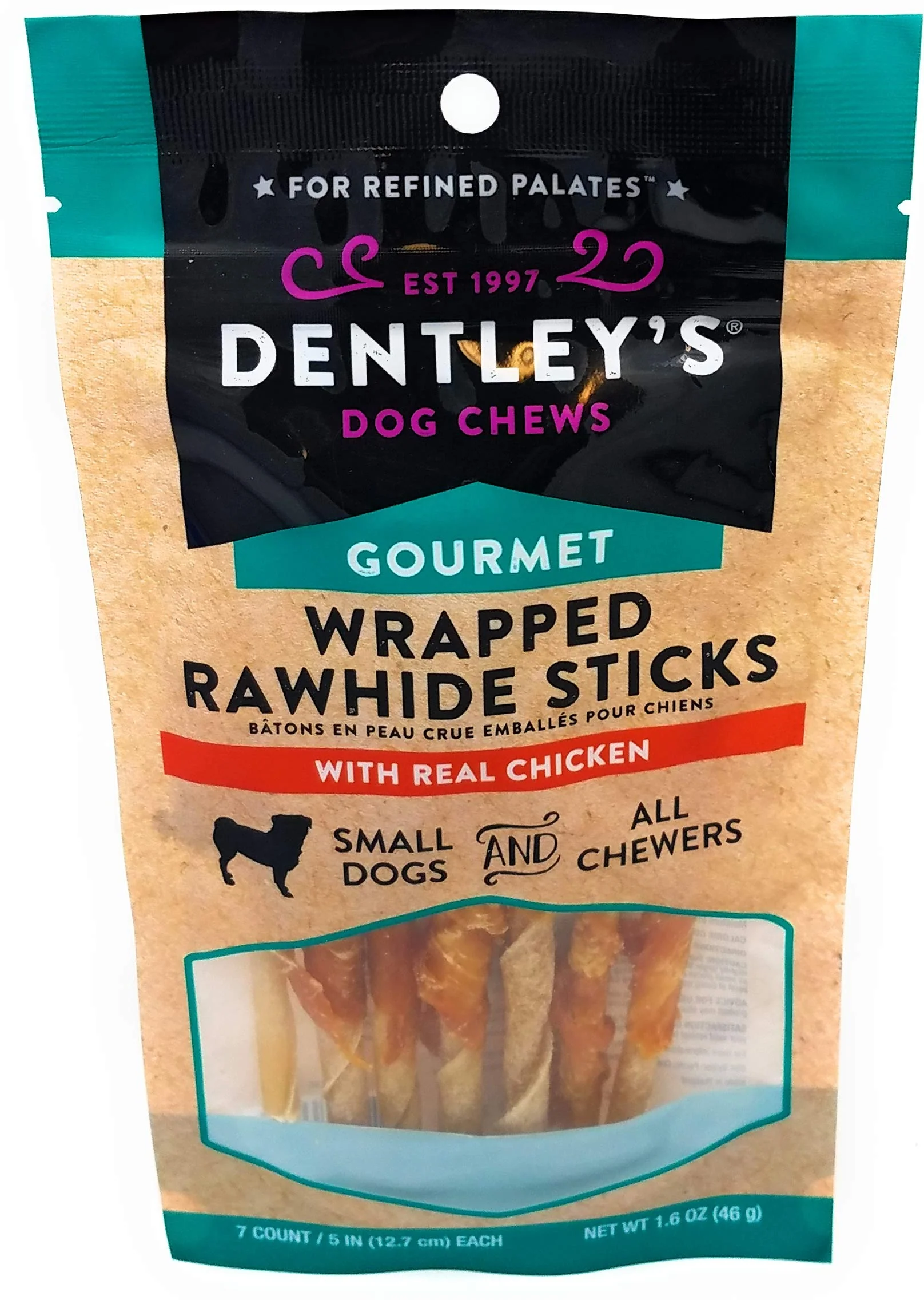 Natural Dentley's Gourmet Wrapped Rawhide Sticks Chicken – Chicken Long-Lasting Dog Chews Trendy