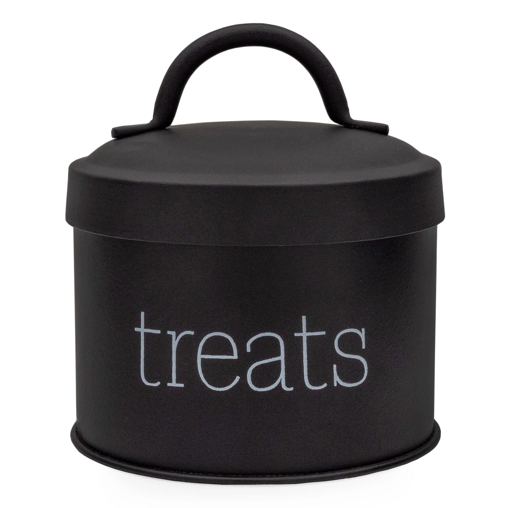 Breathable AuldHome Design Enamel Cat Treat Container Black – Small Retro Modern Farmhouse Pet Jar Environmentally Friendly