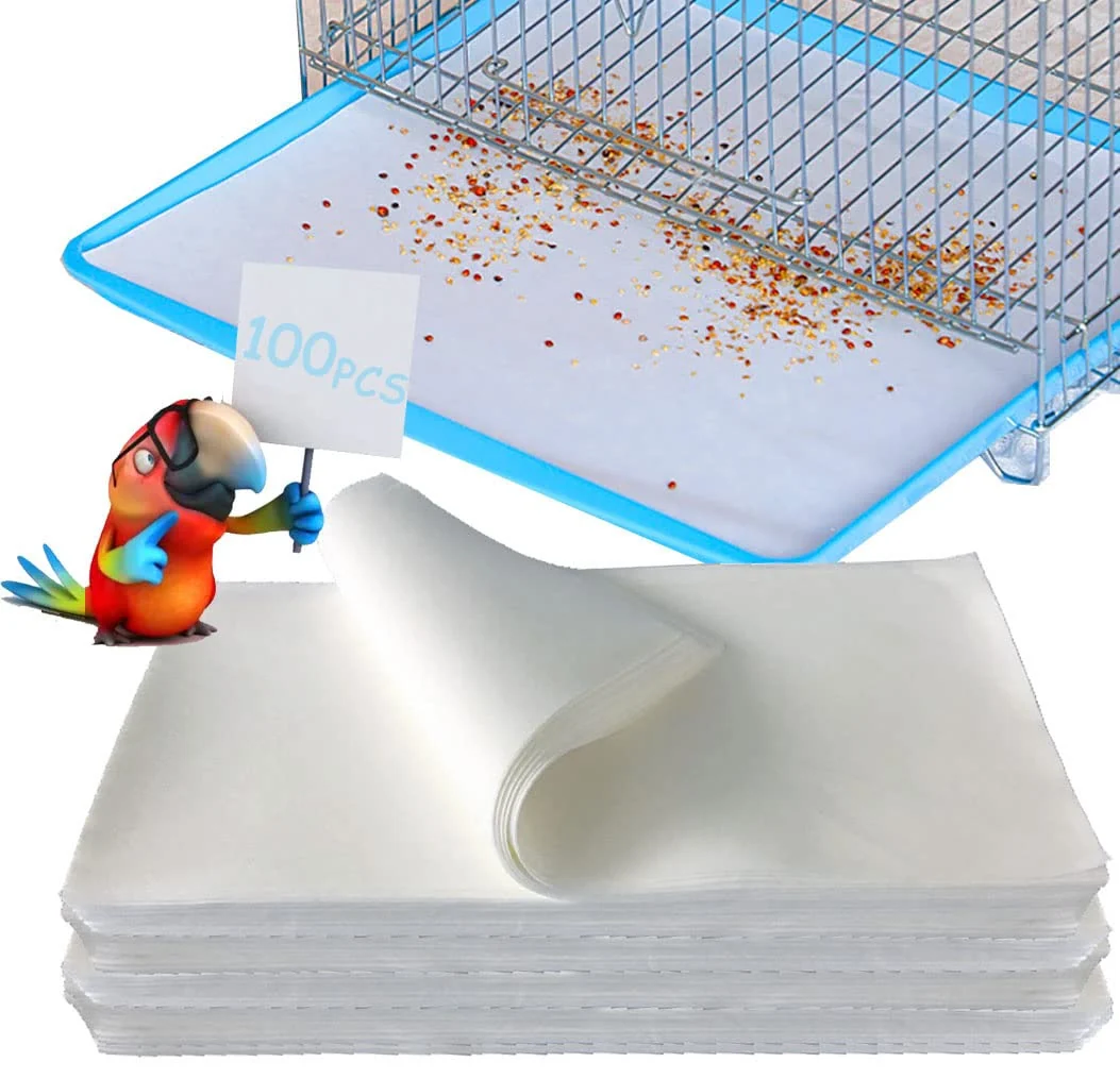 Stylish Firdnyohs 100PCS Bird Cage Liner Papers – Precut Absorbent Liners for Pet Birds White Secure