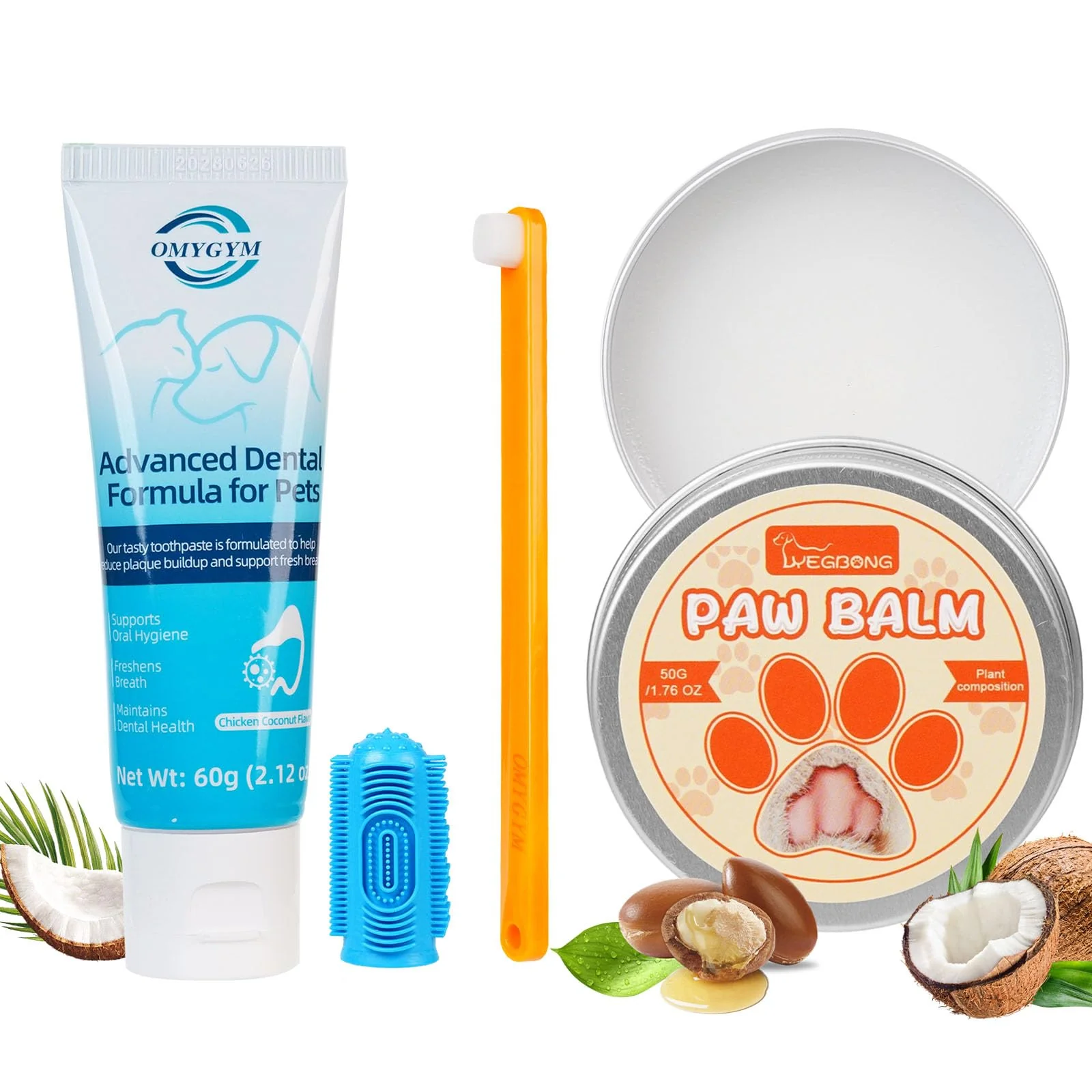 Practical OMYGYM Professional Pet Toothpaste for Cats Dogs – Coconut Chicken Flavor 2.1oz Long-Lasting