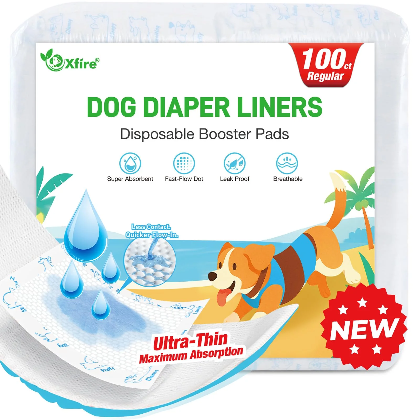 High-End Xfire Dog Diaper Liners 100ct – Ultra-Thin Absorbent Booster Pads Elite