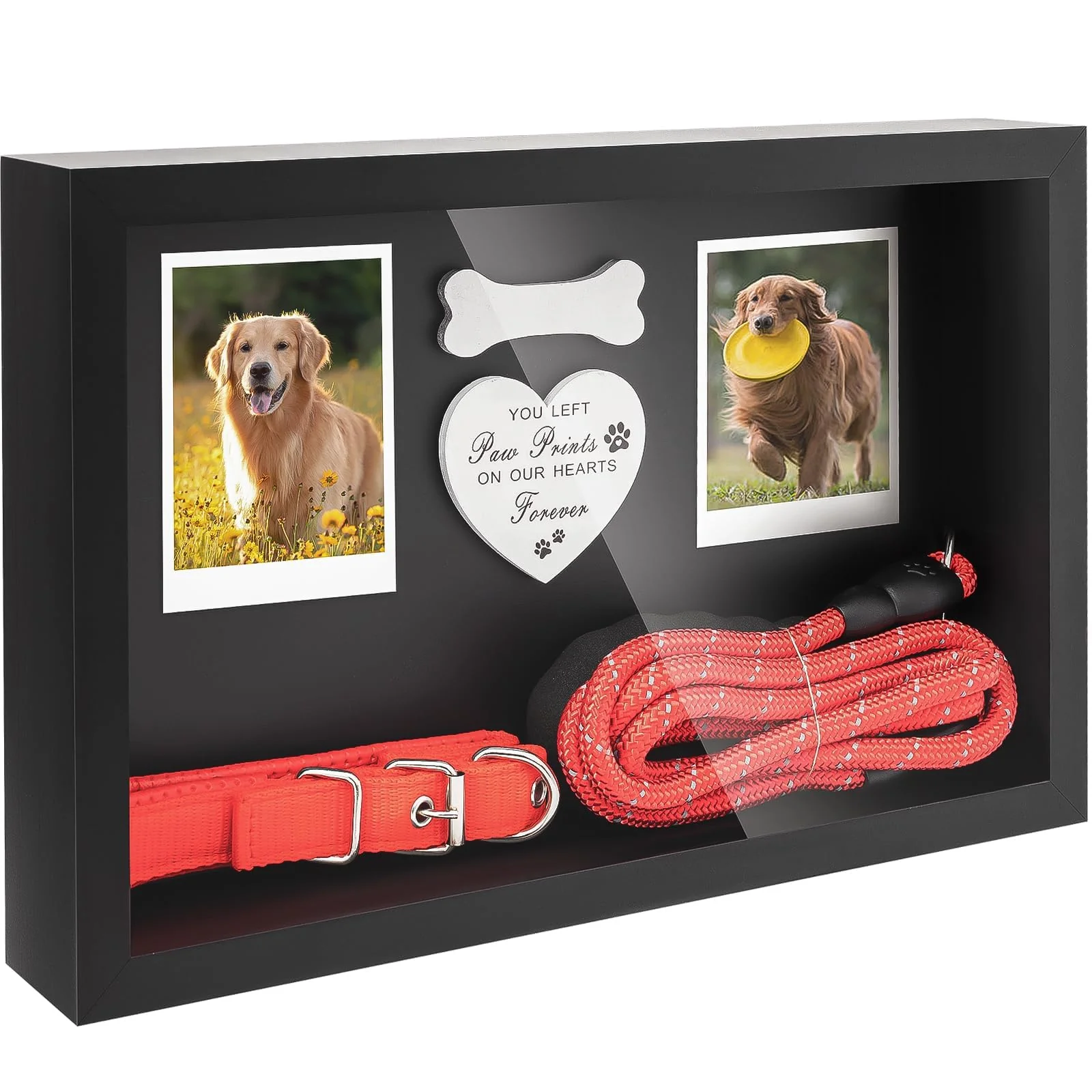 Clean FITWOWFIT 13-Inch Dog Memorial Shadow Box – Dark Grey Wall Hanging Tabletop Sympathy Gift Effective