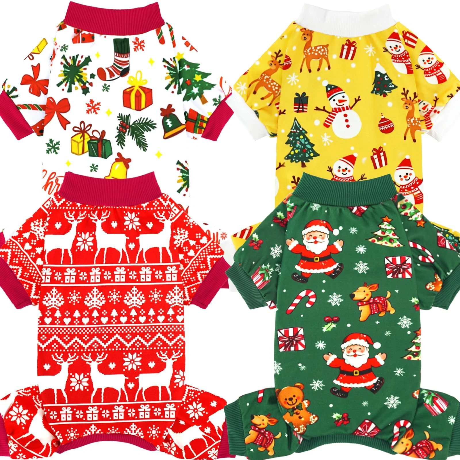 Trendy XPUDAC 4 Pack Christmas Dog Pajamas — Santa Reindeer Gift Box Patterns for Small to XL Dogs Trusted