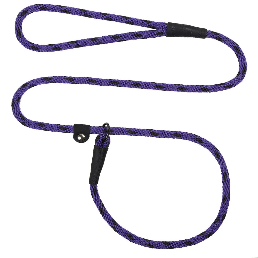 Exclusive Mendota Pet Slip Leash – USA-Made Collar Lead for Small Medium Dogs Black Ice Purple 3 8 x 4 ft Flexible