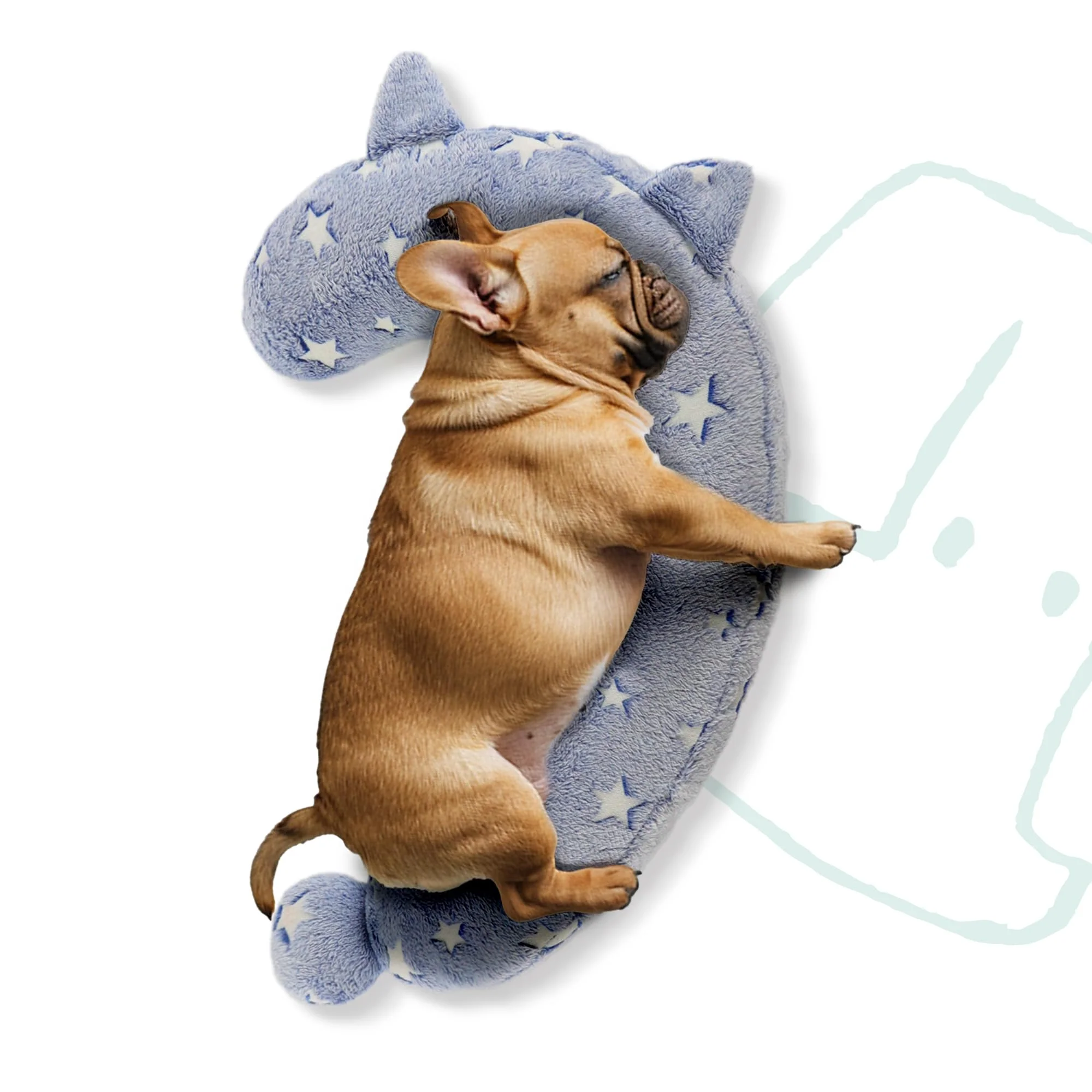 Convenient POMESEA Glow-in-the-Dark Dog Calming Pillow — Soft Ergonomic Question Mark Bed M Glow Blue Sophisticated