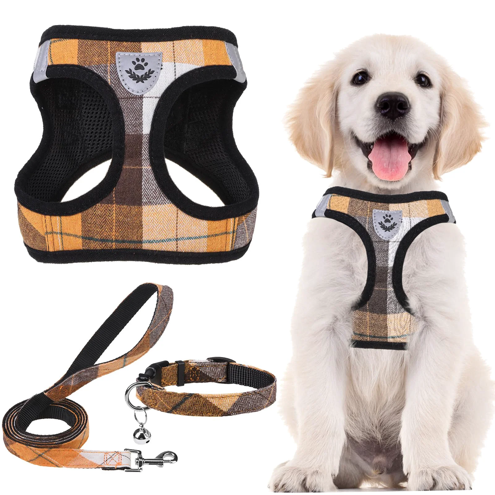 Advanced PUPTECK Adjustable No-Pull Harness Set – Step-In Reflective Mesh Orange XL Fashionable