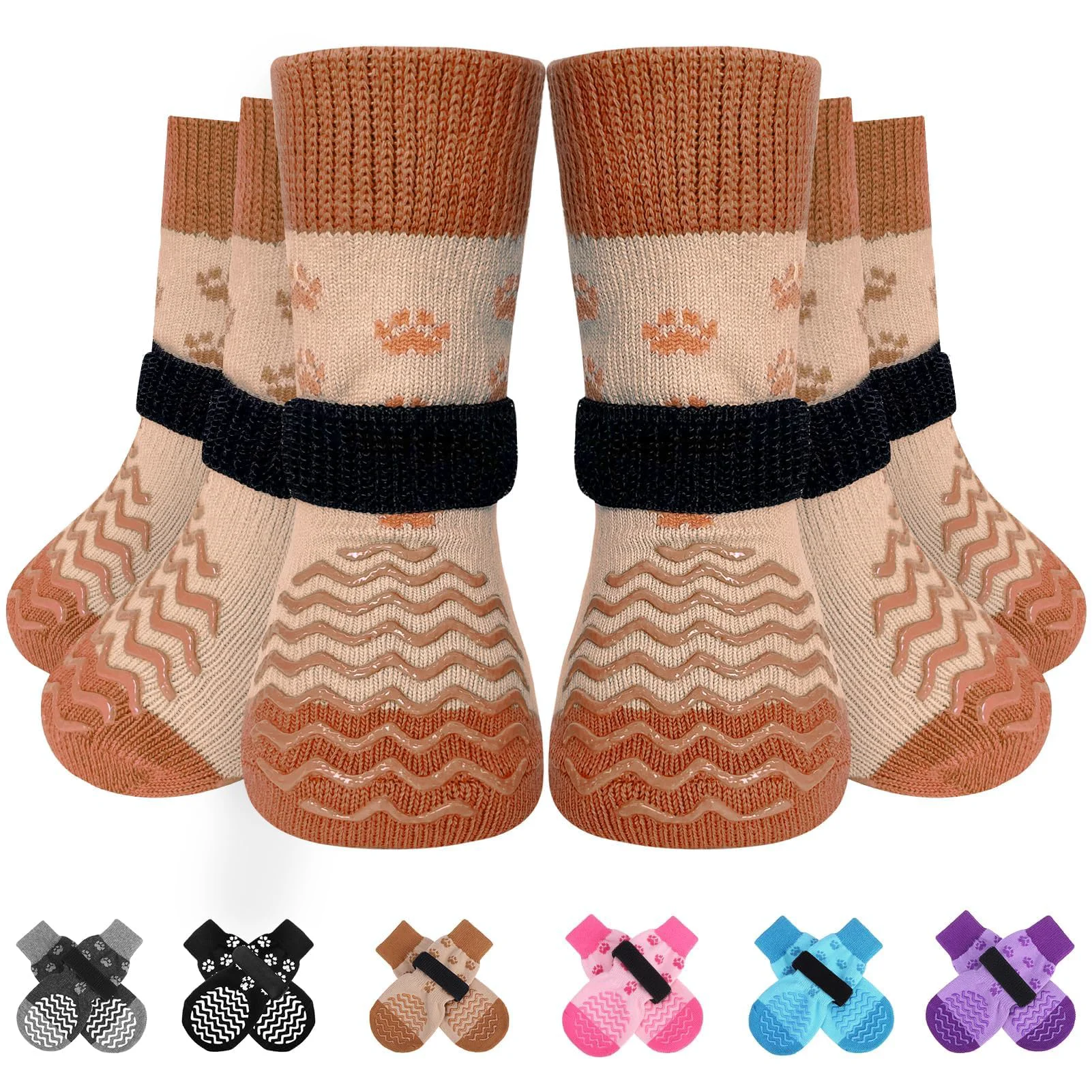 Flexible EXPAWLORER 6Pcs Anti Slip Dog Socks – Paw Protectors for All Seasons Size M Excellent