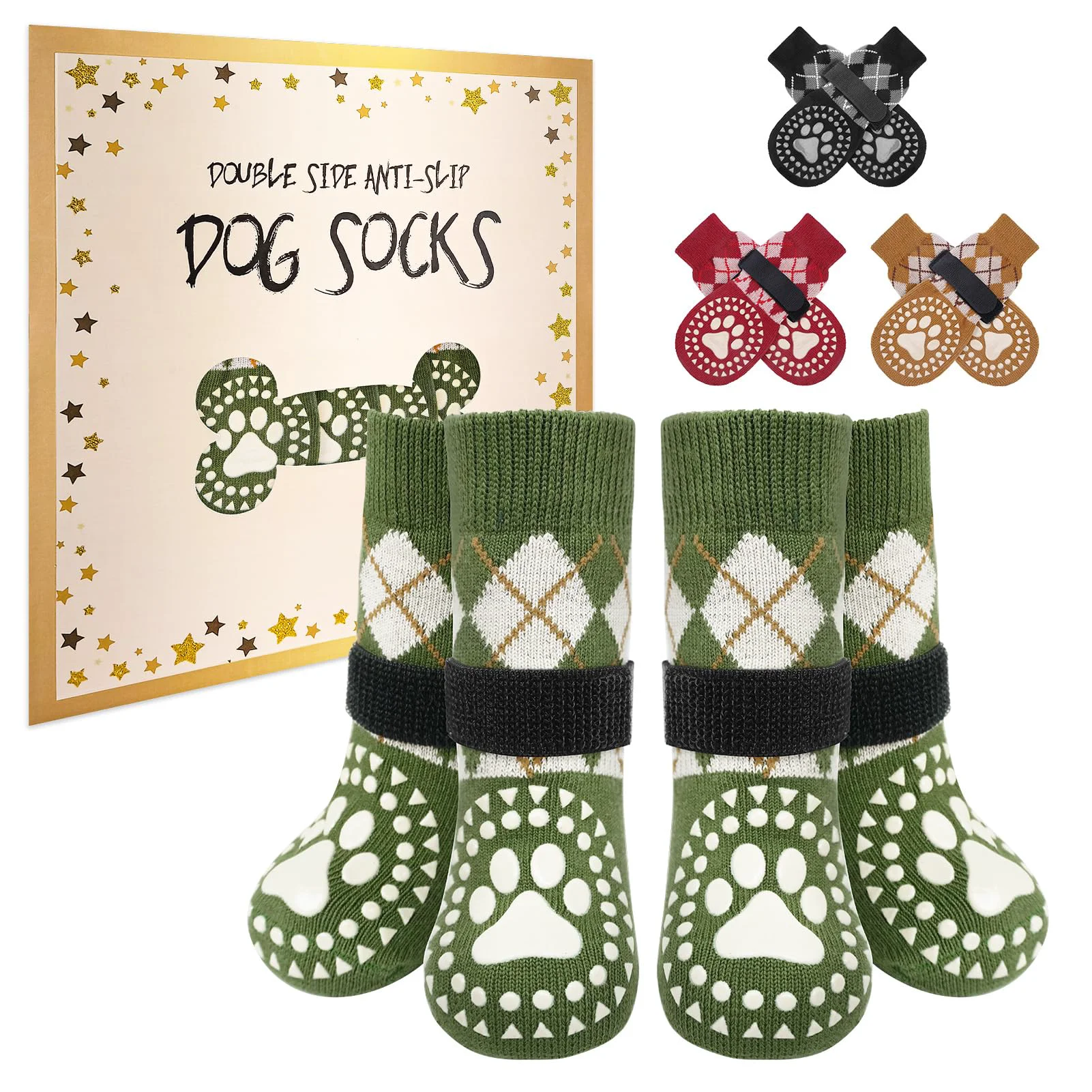 Verified BEAUTYZOO Dog Socks - Anti-Slip Traction Boots Paw Protectors 4-Pack Selected