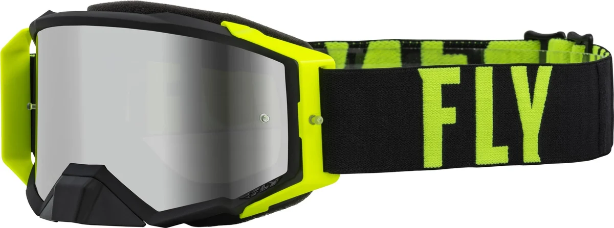 Environmentally Friendly Fly Racing - Zone Pro Goggle - Black Hi-Vis w Silver Mirror - Smoke Lens Optimized