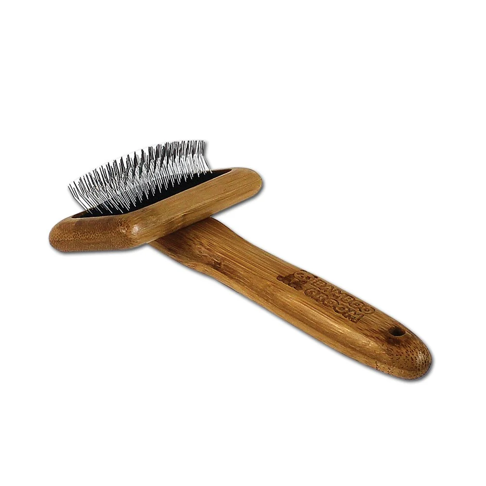 Official Alcott Bamboo Groom Slicker Brush – Small Black with Stainless Steel Pins Prestigious