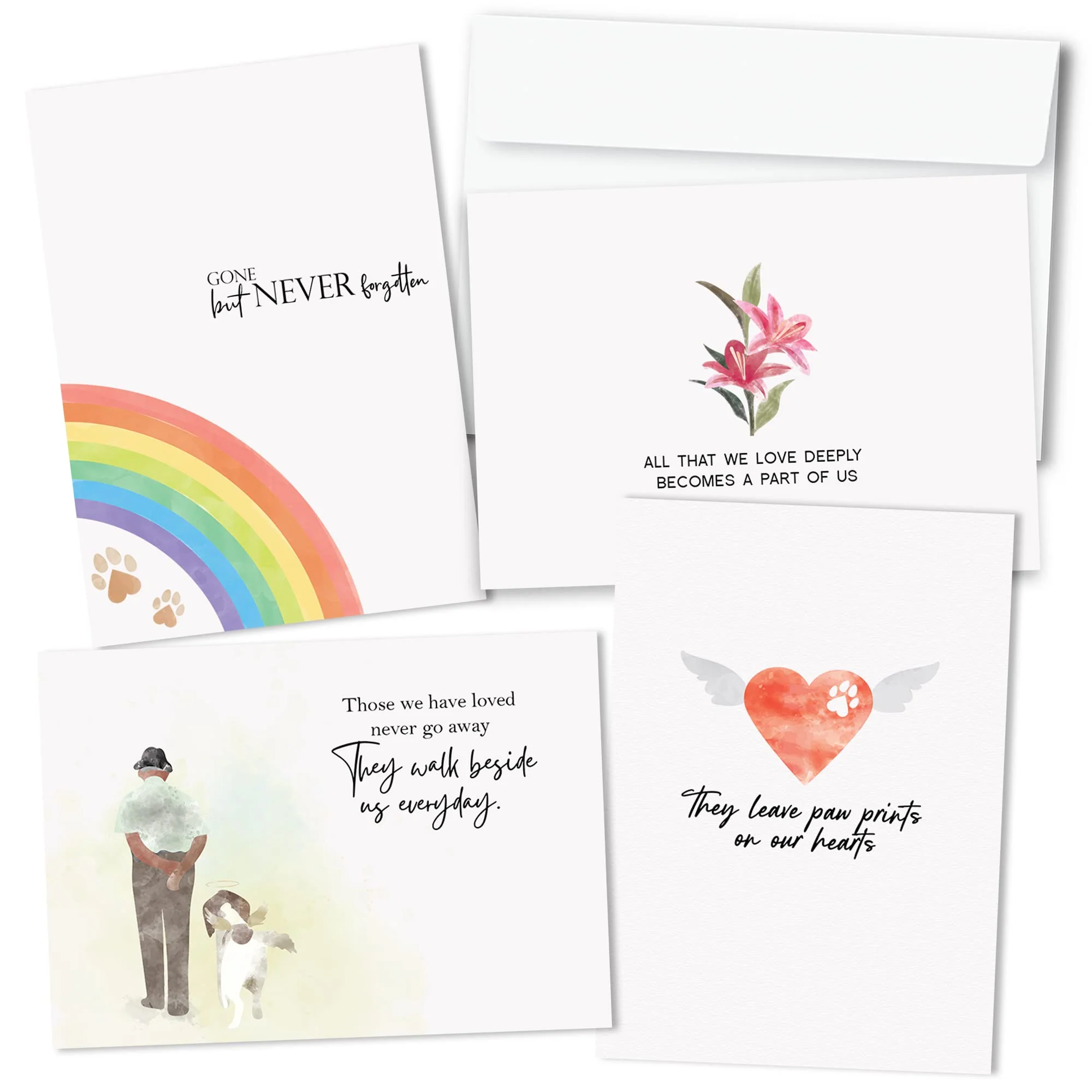 Fine Hat Acrobat Pet Sympathy Card Set — 24-Pack with Envelopes Four Designs High-Performance