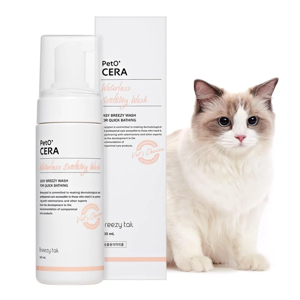 Traditional PetO Cera Waterless Shampoo for Dogs Cats – Breezytail No-Rinse Foam Lick-Safe Official
