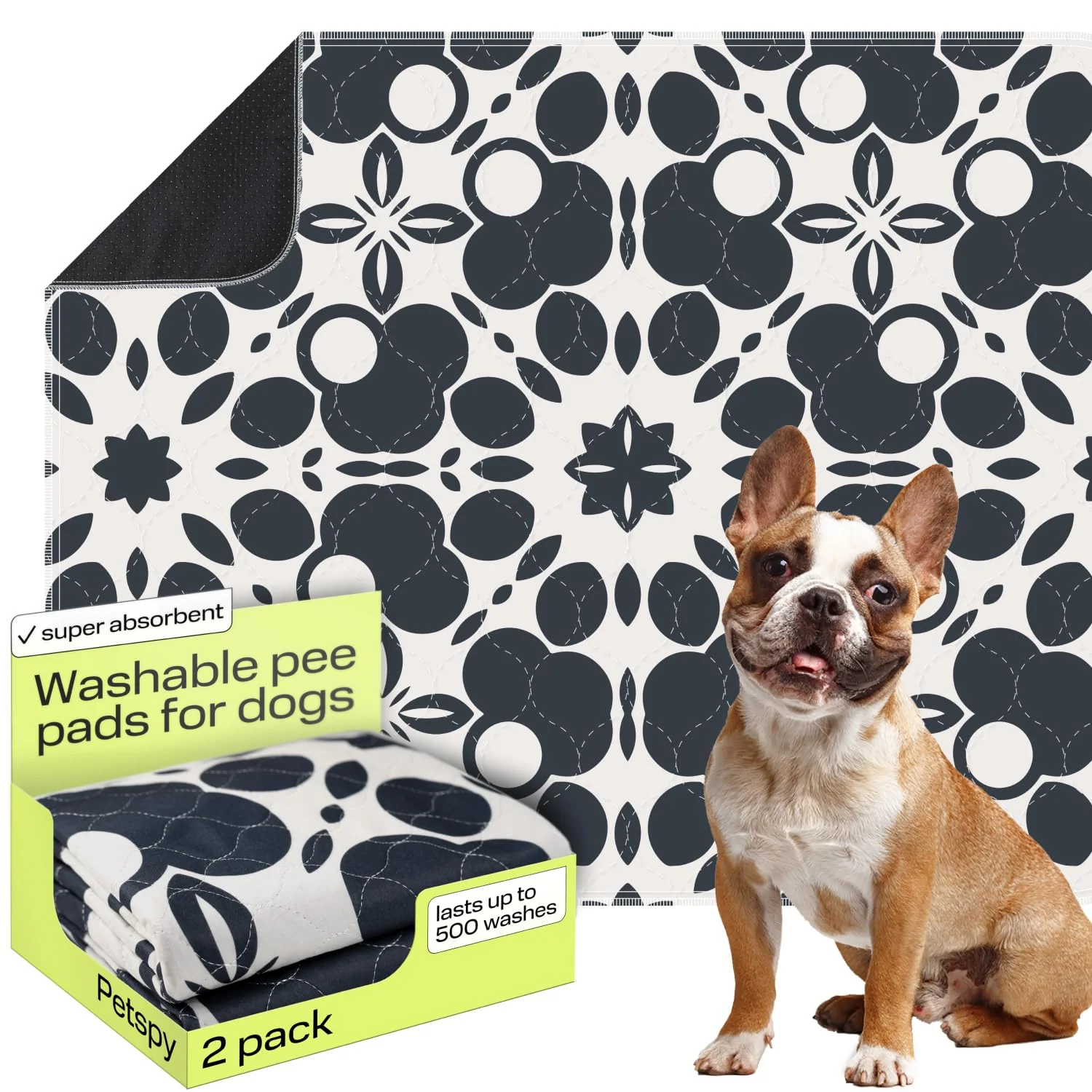 Verified PetSpy Washable Pee Pads for Dogs – 2-Pack 18x41 Waterproof No-Slip Oriental Pattern Fine