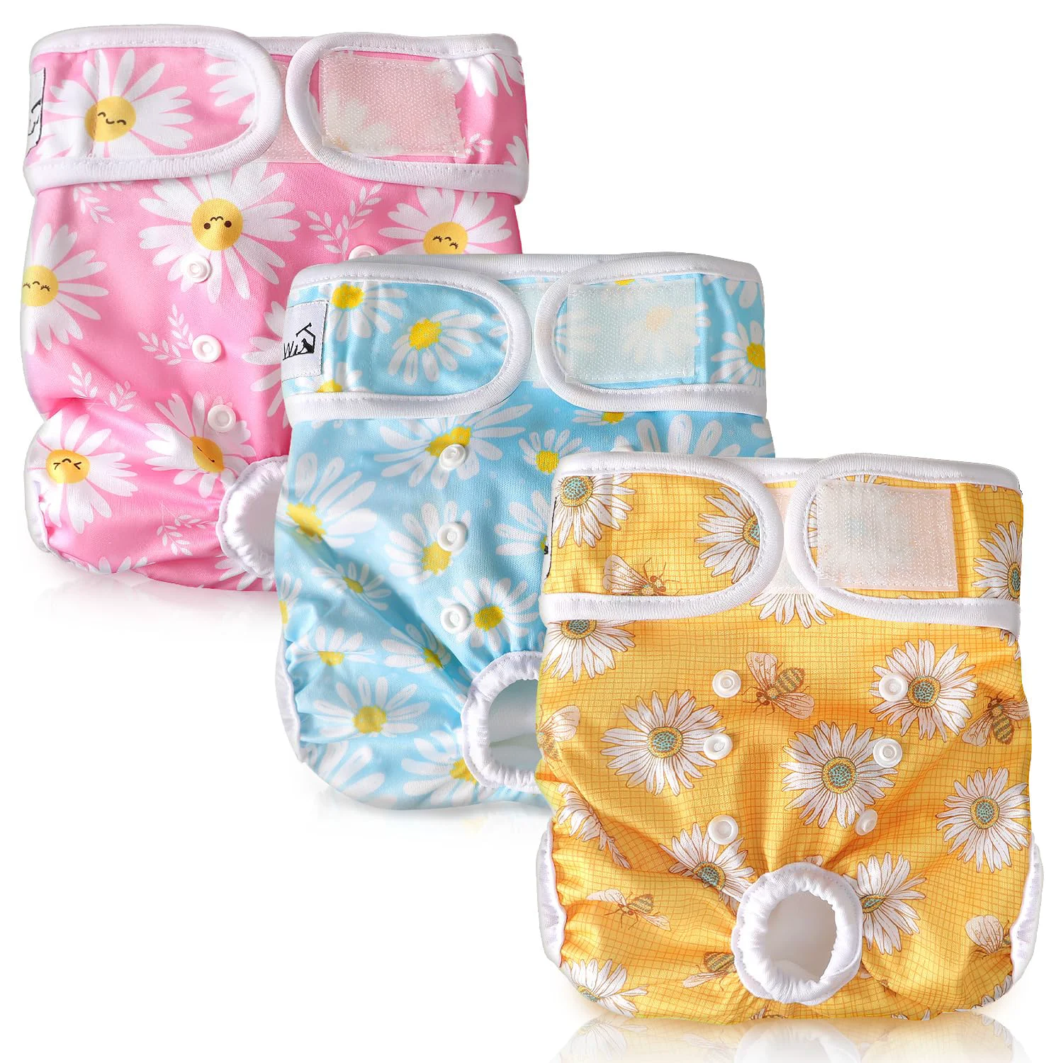 Casual SlowTon Washable Dog Diapers Female – 3 Pack Leak- Adjustable Fit S Easy-to-Use