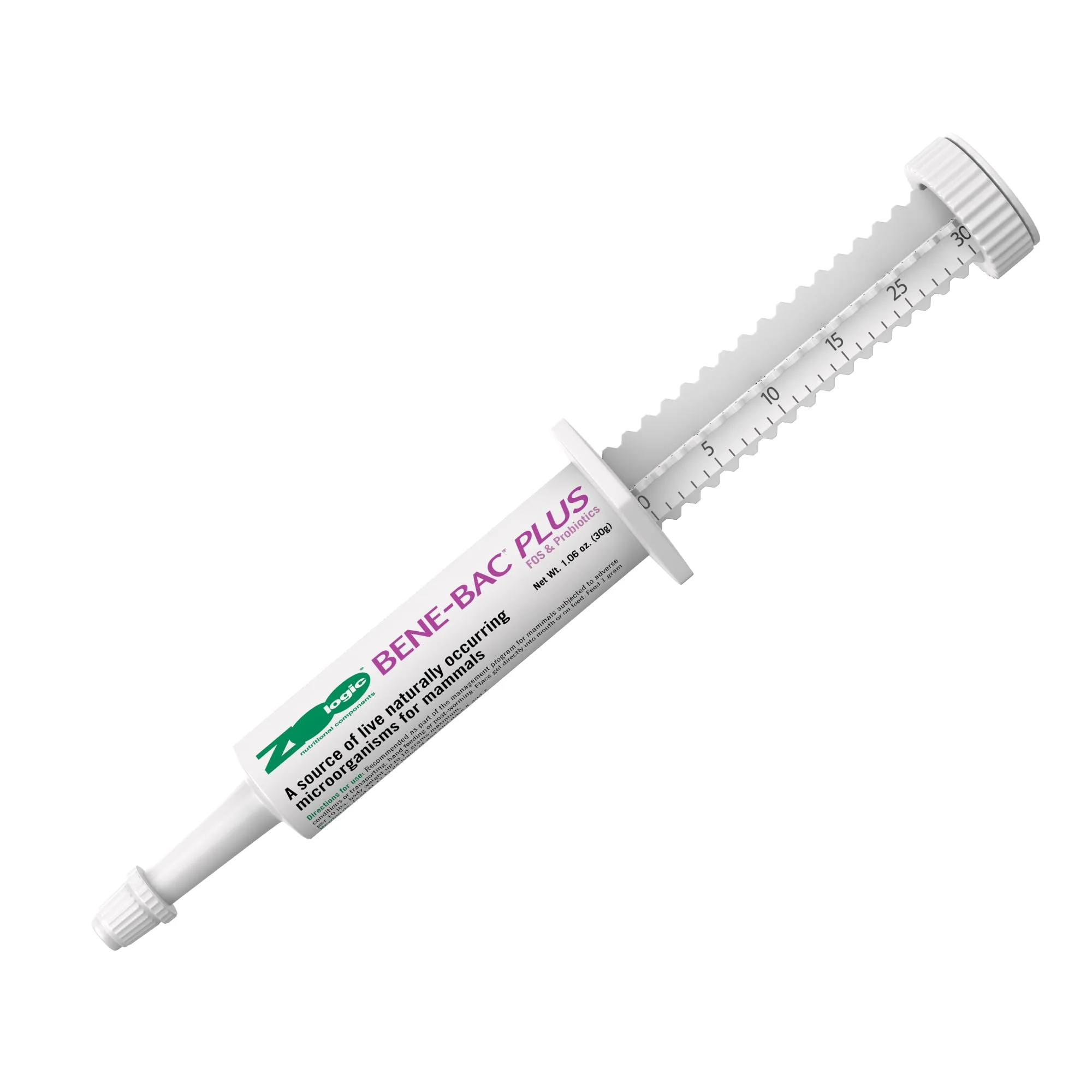 High-Performance PetAg Zoologic Bene-Bac Plus Mammal Gel 30g — FOS Probiotics for Dogs Cats Exotic Mammals Minimalist