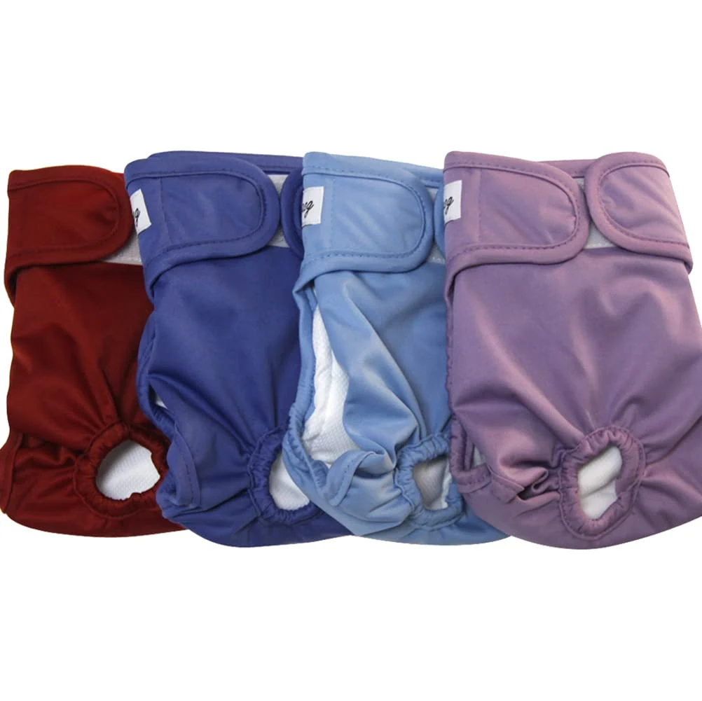 Comfortable JoyDaog Female Dog Diapers for Small Dogs — 4 Pack Reusable Washable Diapers XS-XXL Organic