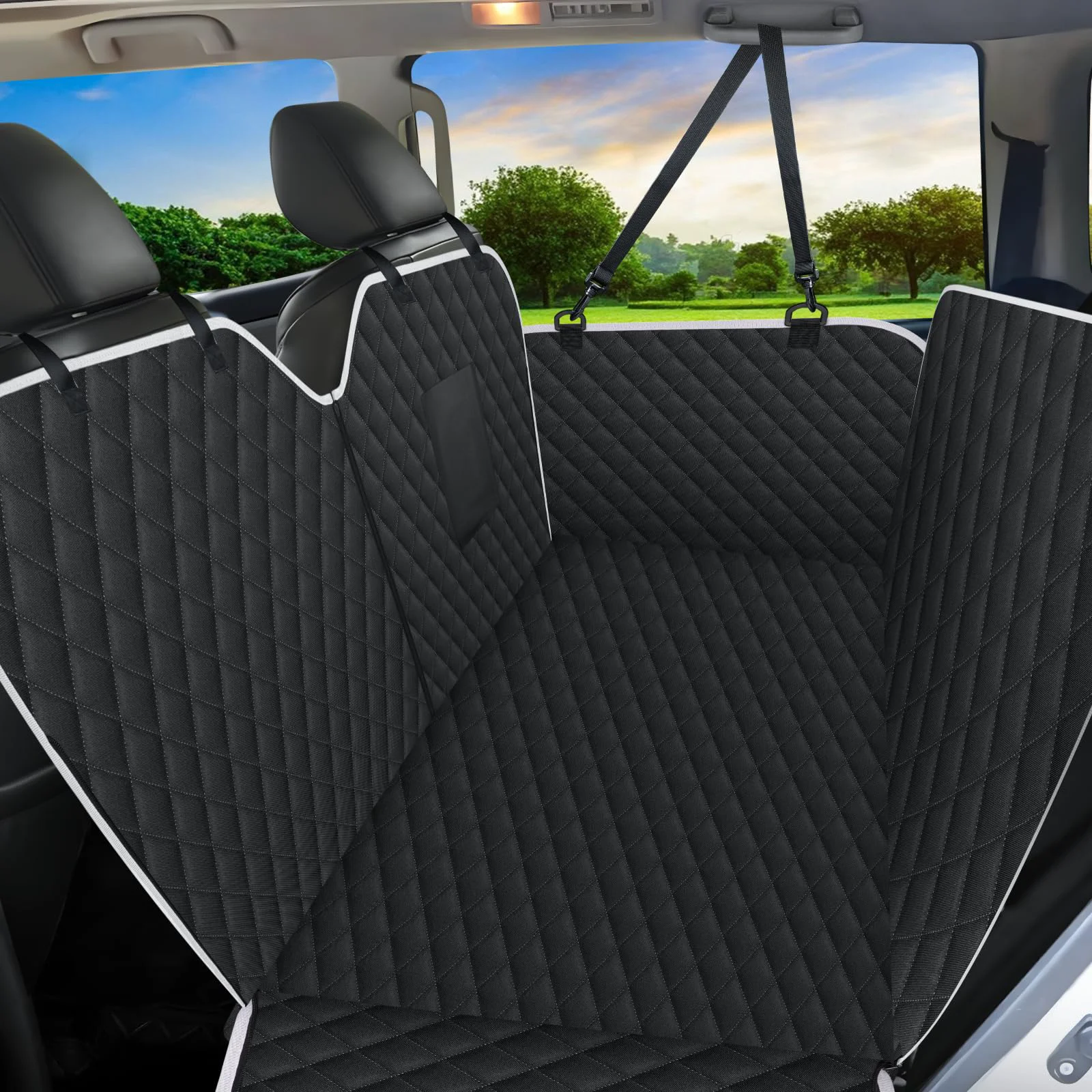 Carefully Designed Meolsaek Car Seat Cover for Dogs – Universal Waterproof Non-Slip Back Seat Protector Black-Zipper Professional