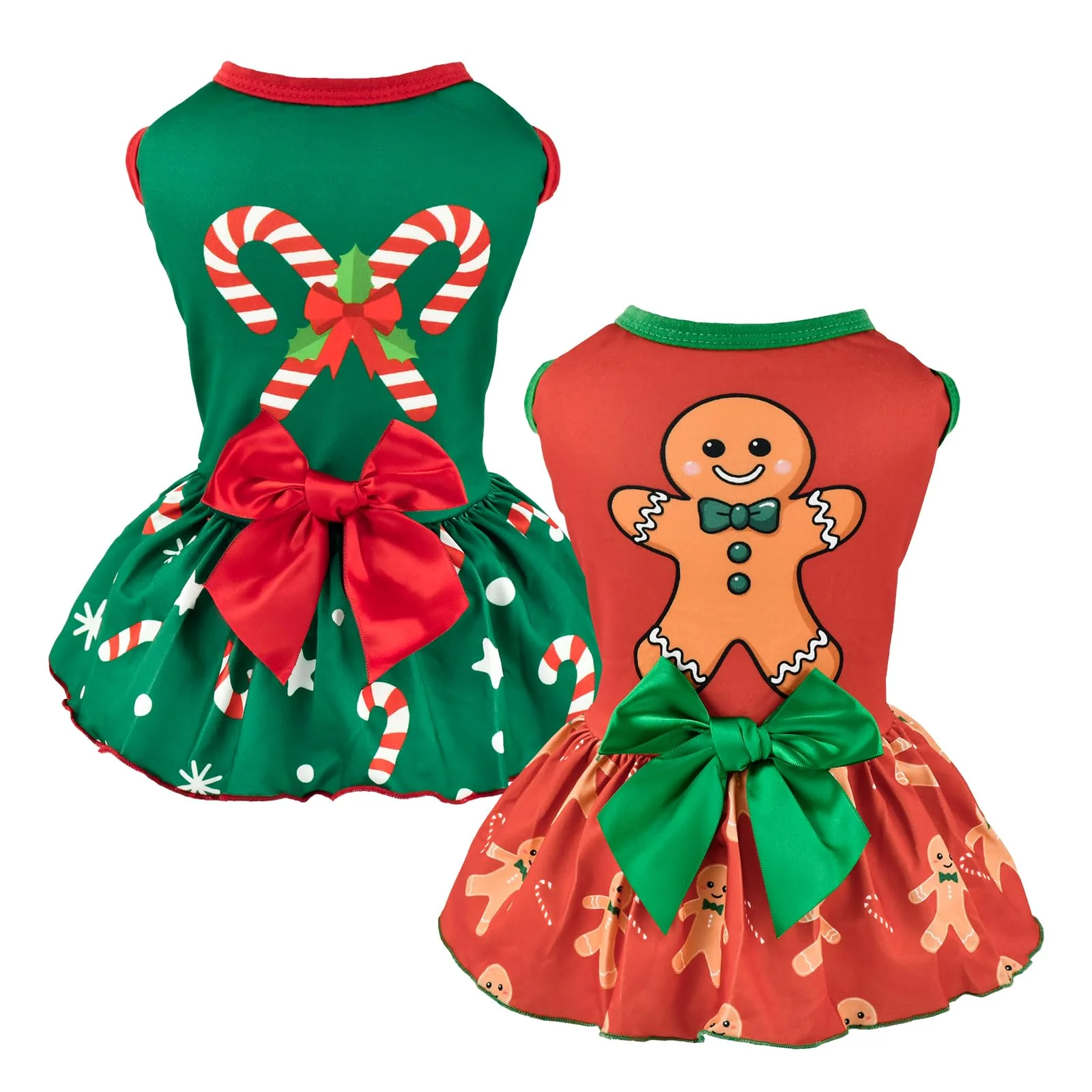 Exceptional Vehomy 2-Pack Christmas Day Dog Cat Dresses with Bow – Festive Holiday Pet Outfits S-M Breathable
