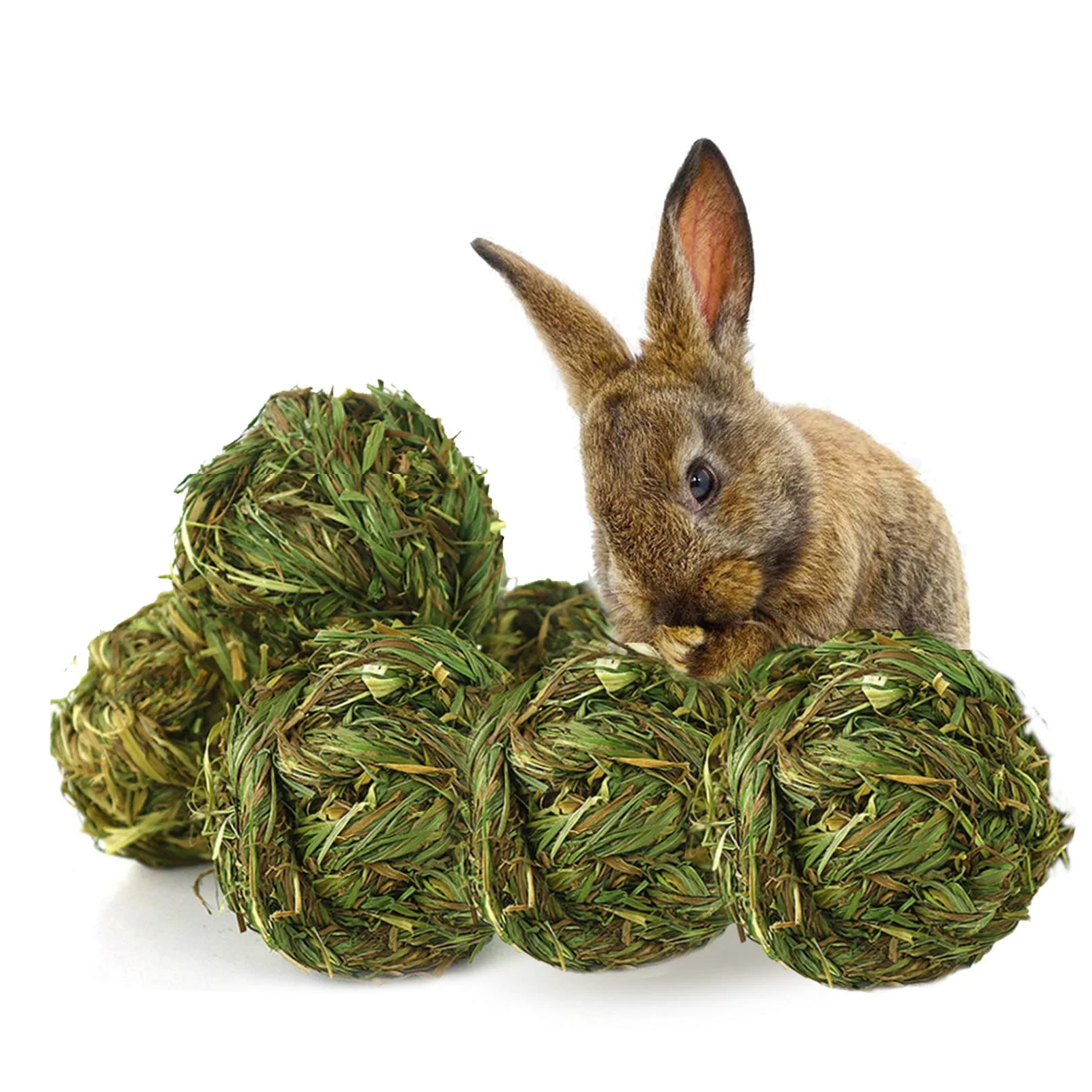 User-Friendly PINVNBY 6 Pack Rabbit Chew Grass Balls Natural Timothy Hay Toys for Rabbits Small Pets Prestigious