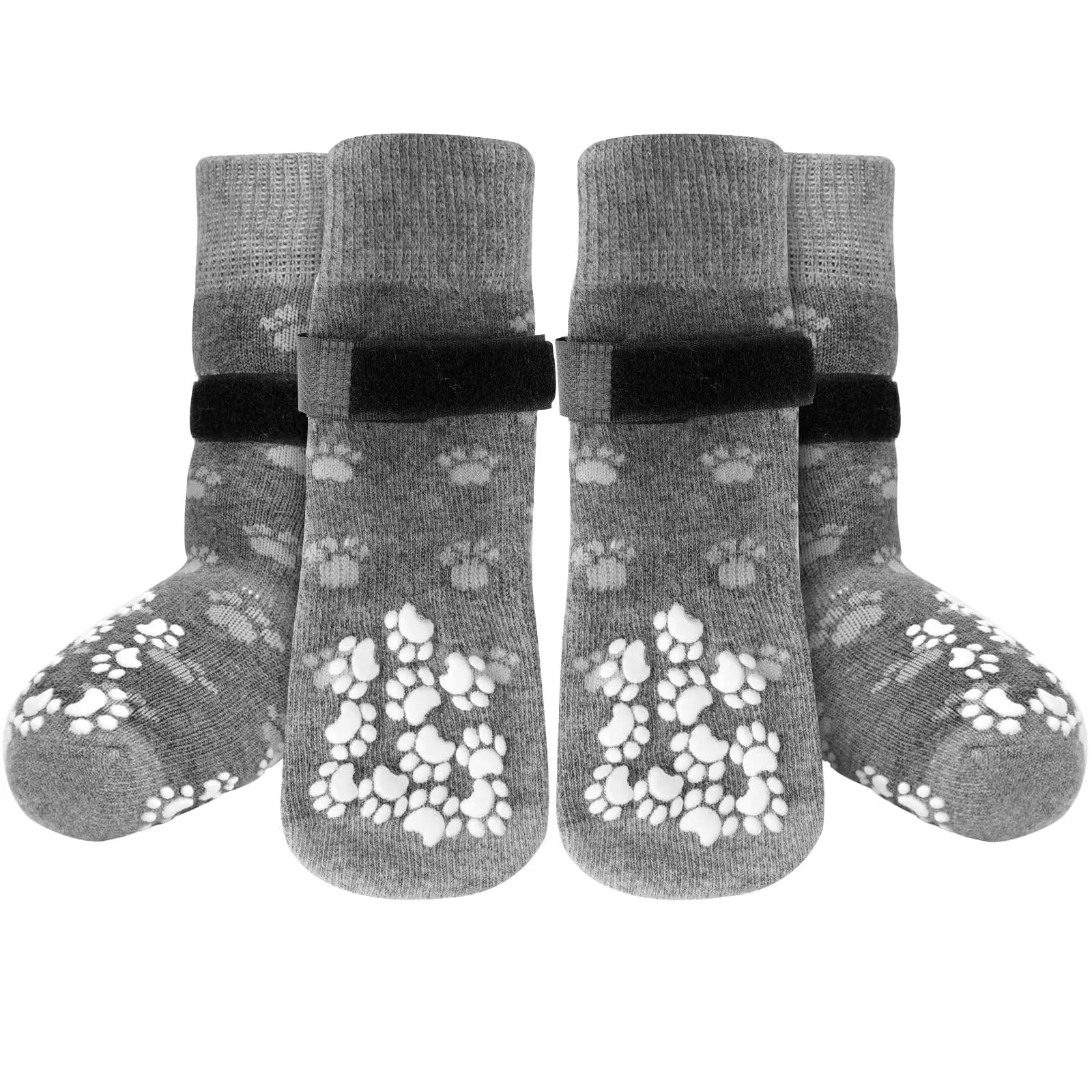 Eco-Friendly Runpaws Anti-Slip Dog Socks with Grippers – 2-Pack Grey M for Senior Dogs Indoor Outdoor Traction Sustainable