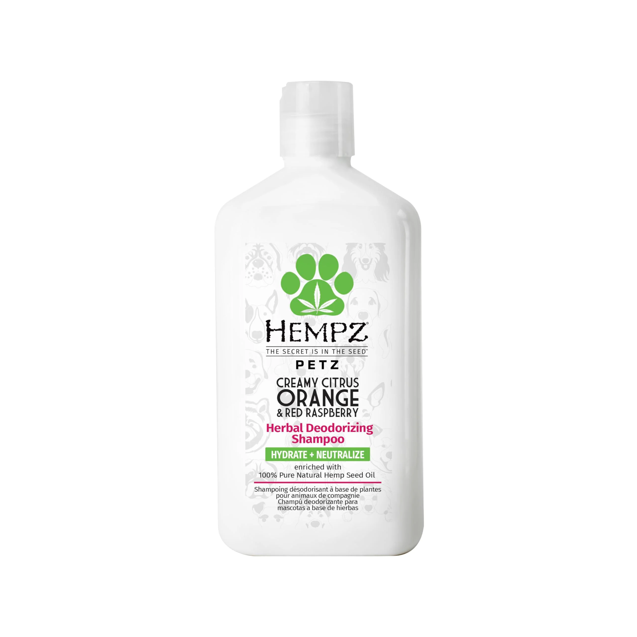 Certified Hempz Petz Dog Shampoo — Creamy Citrus Orange Red Raspberry 17 oz Official