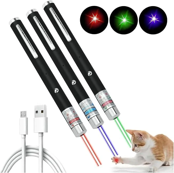 Functional WNZQK 3 Pcs Laser Pointer for Cats and Dogs USB Rechargeable Indoor Interactive Toy Pack Effective
