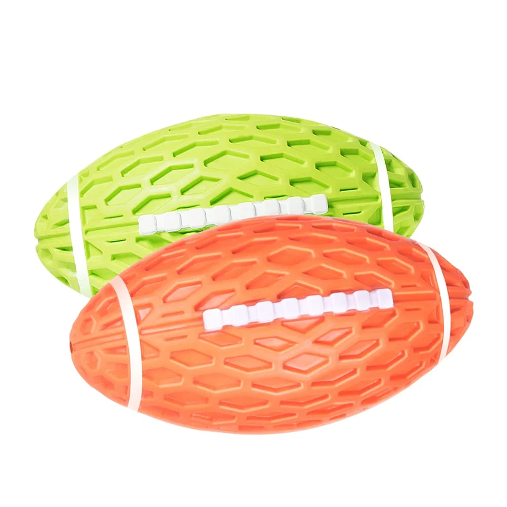 Fashionable AUSCAT 2PCS Squeaky Dog Football Toy – Tough Rubber for Aggressive Chewers 4.1in Small Sustainable