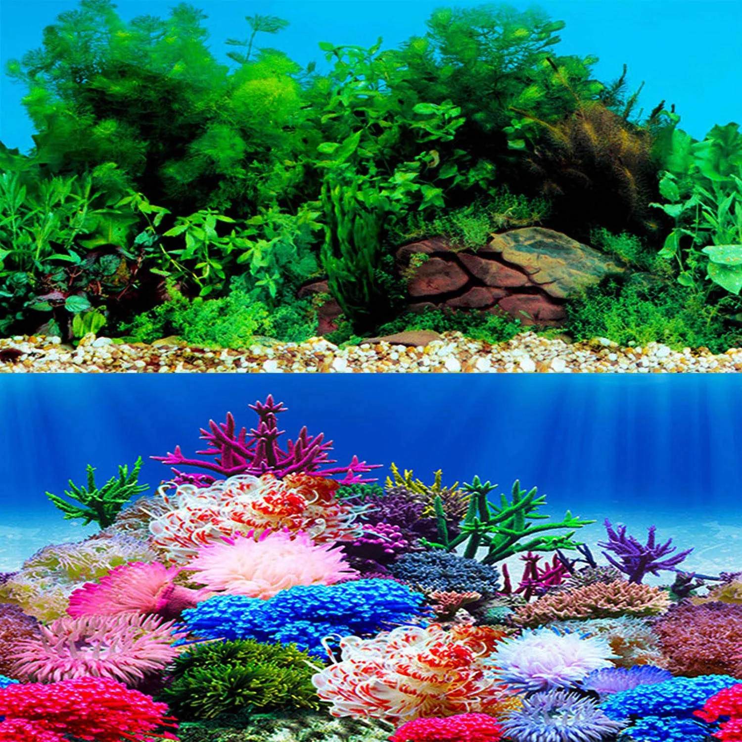 Carefully Designed ELEBOX 20x48 Aquarium Background Sticker – Two-Sided Seaweed Water Plants Decor Exceptional