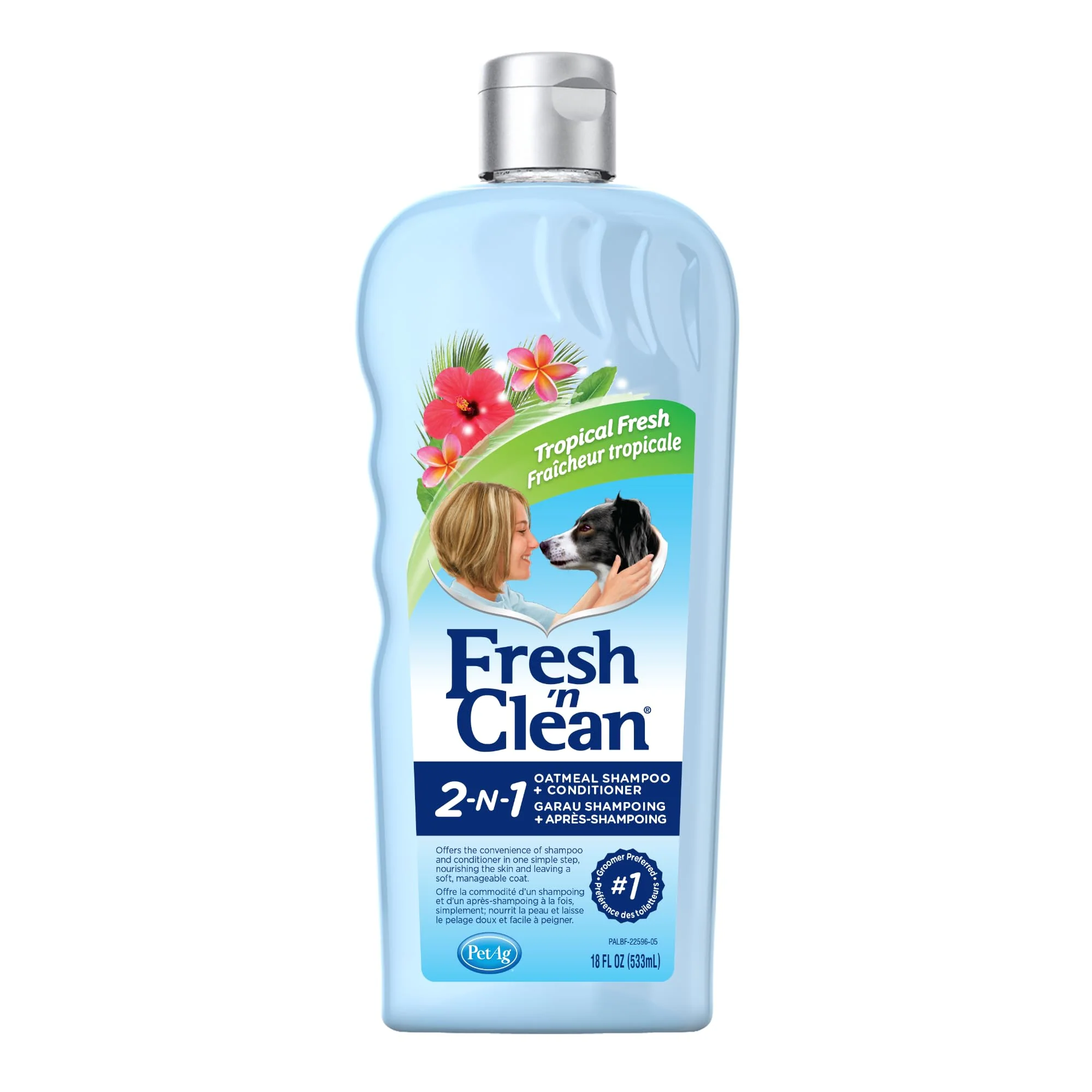 Lightweight PetAg Fresh n Clean 2-N-1 Oatmeal Conditioning Shampoo Tropical Scent — 18 oz Vitamin E Aloe Soap Advanced