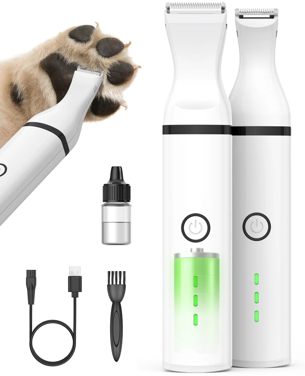 Fine oneisall Dog Paw Trimmer – Cordless Double Blades Quiet 2-Speed Grooming Functional